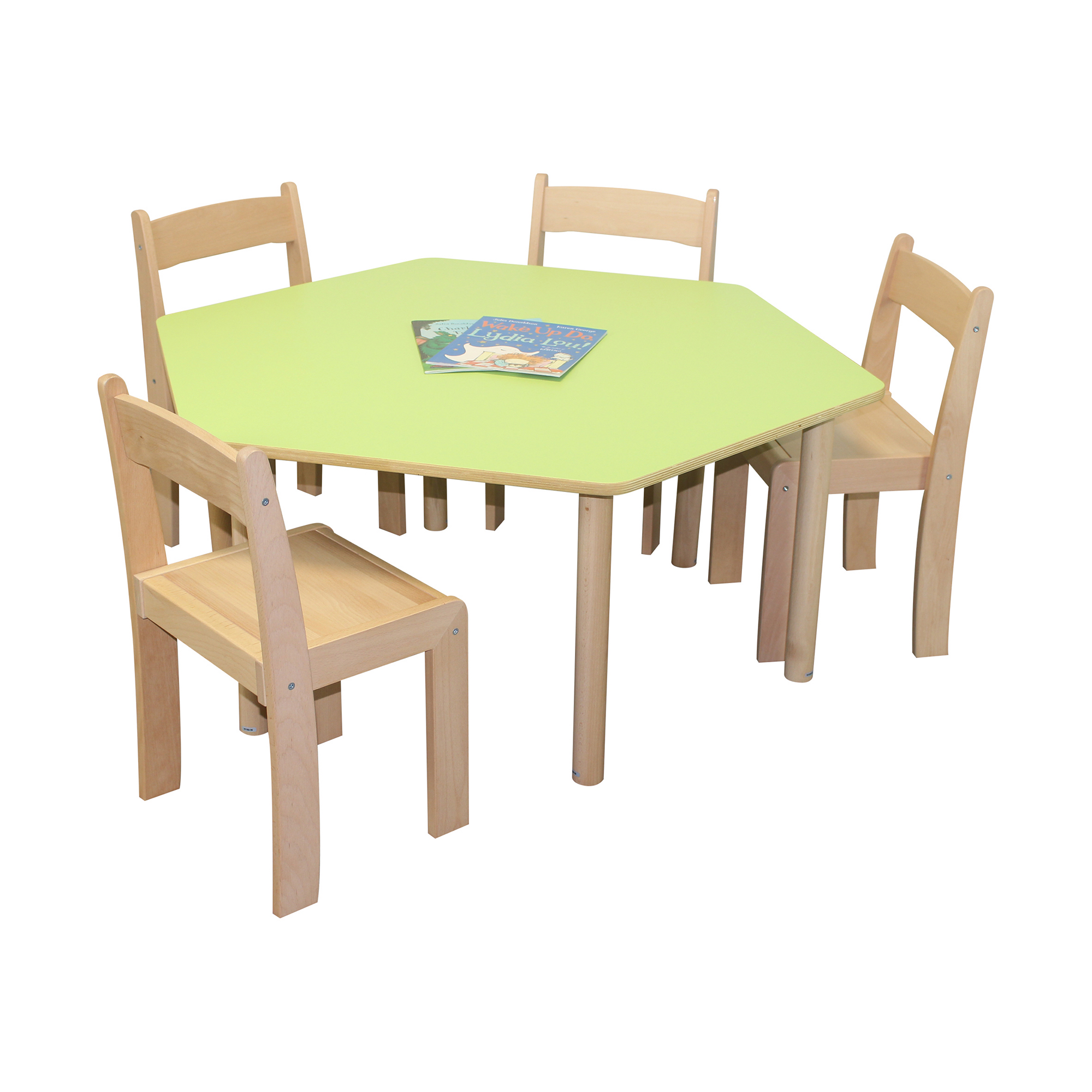 Pastel Green Hex Table H46 With 4 Chairs
