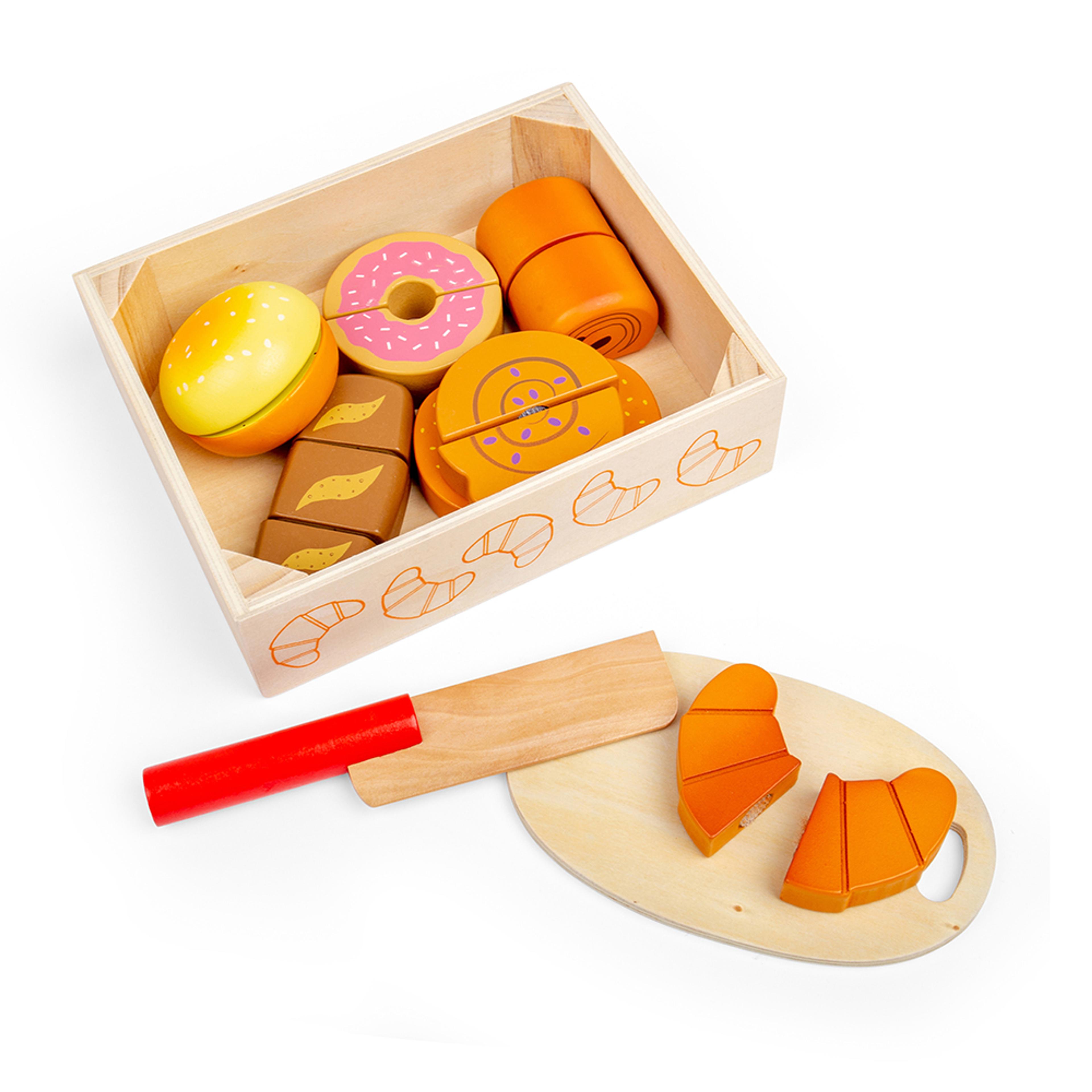 BIGJIGS Toys Wooden Cutting Set - Bread & Pastries 