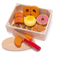 BIGJIGS Toys Wooden Cutting Set - Bread & Pastries 