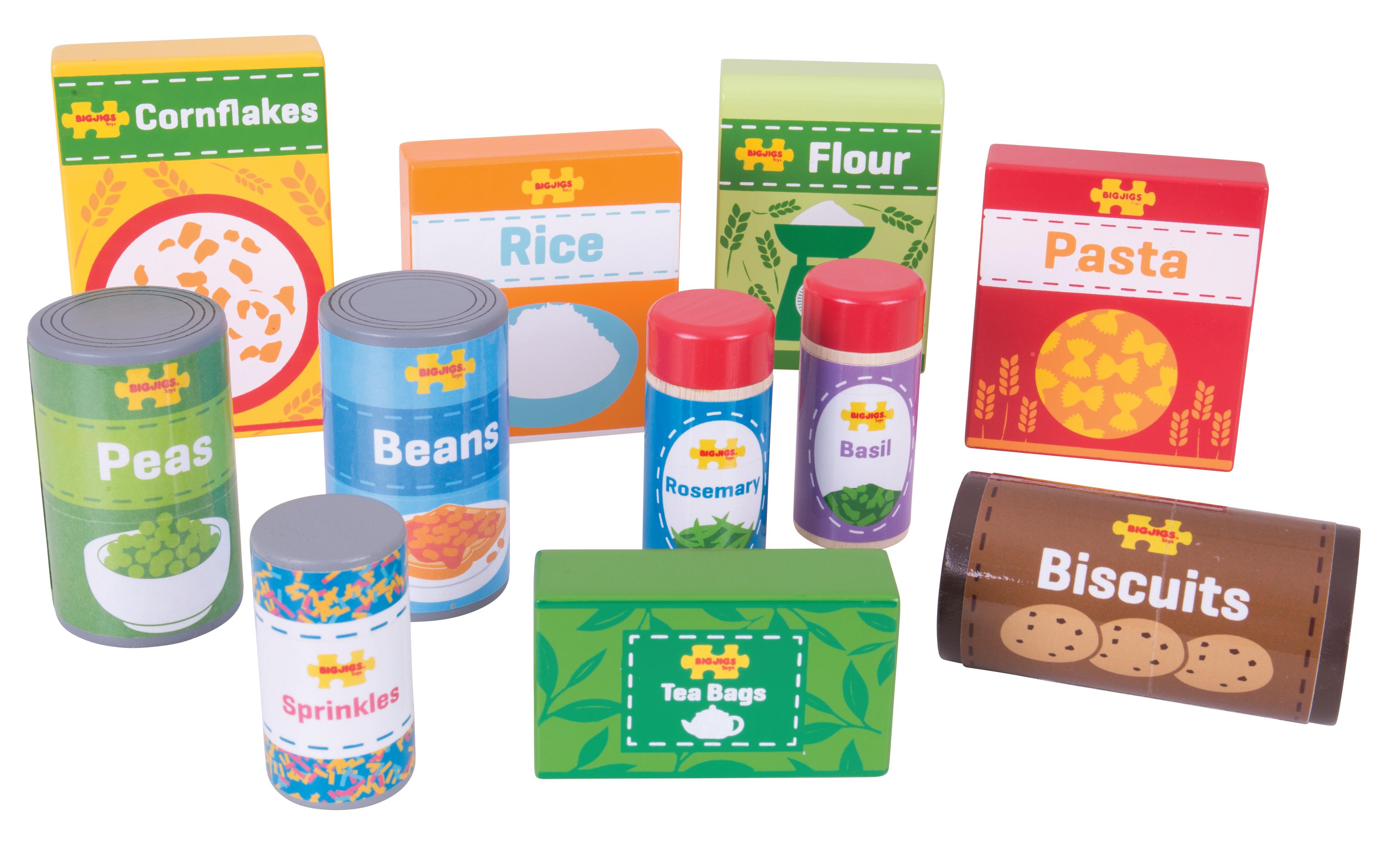 BIGJIGS Toys Wooden Cupboard Groceries