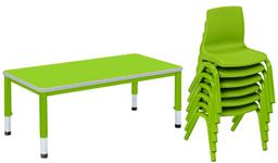 Harlequin Large Rectangular Table &  6 Chairs - 6-8 Years - Tangy Lime