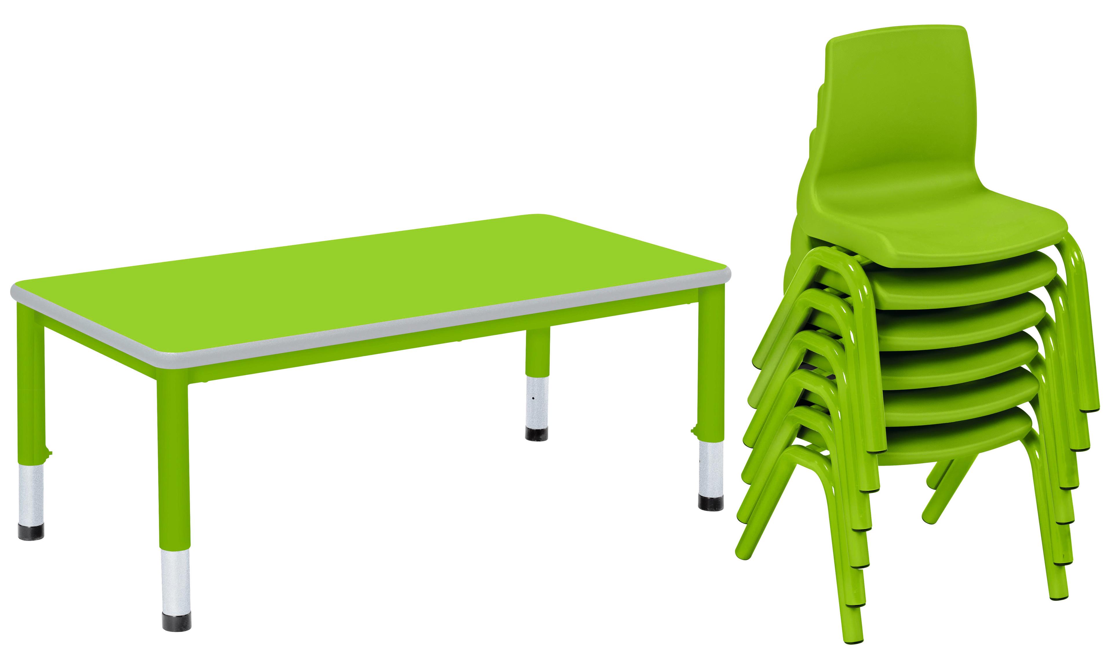Harlequin Large Rectangular Table &  6 Chairs - Preschool - Tangy Lime