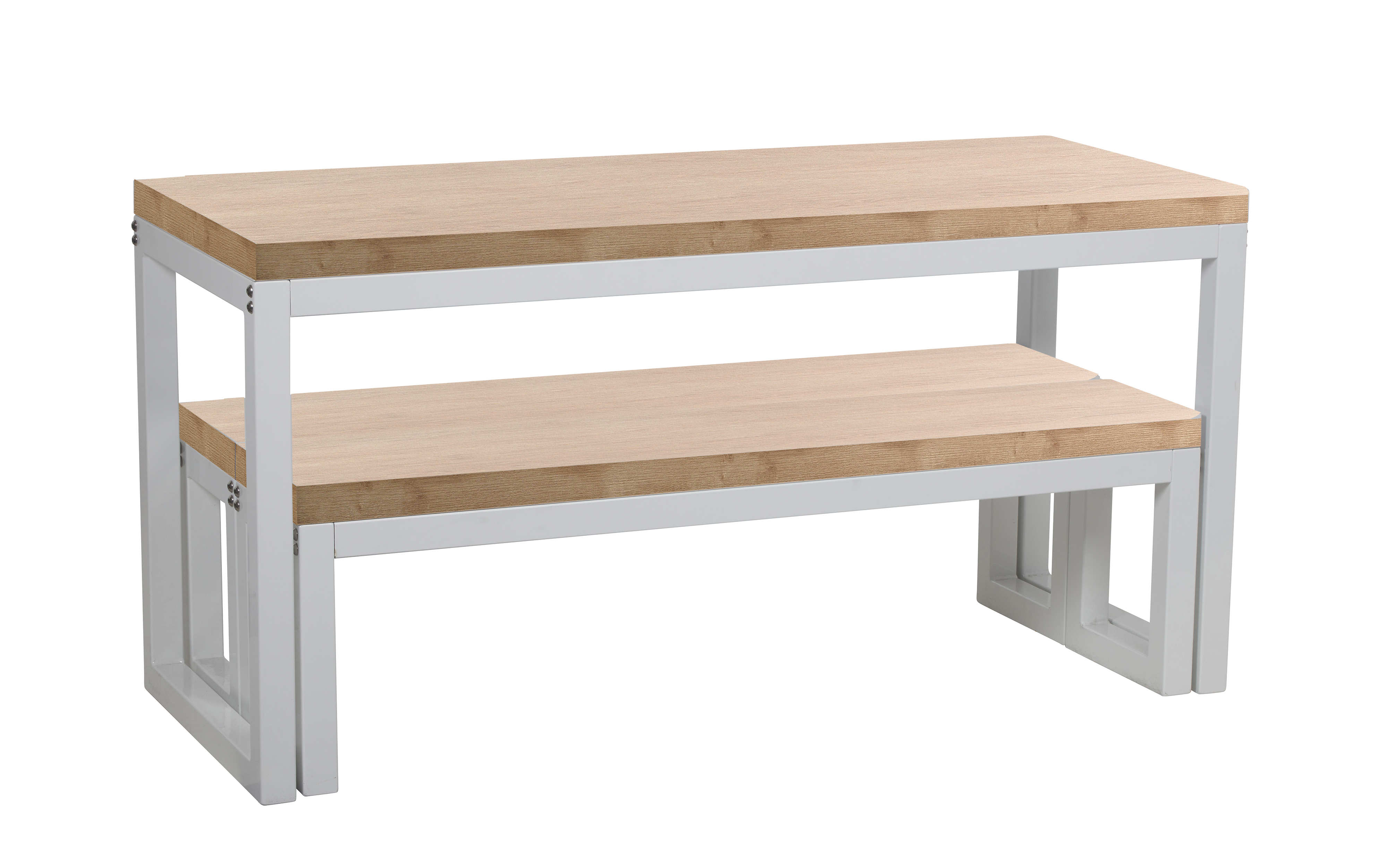 Cube Table and Bench Set - Oak