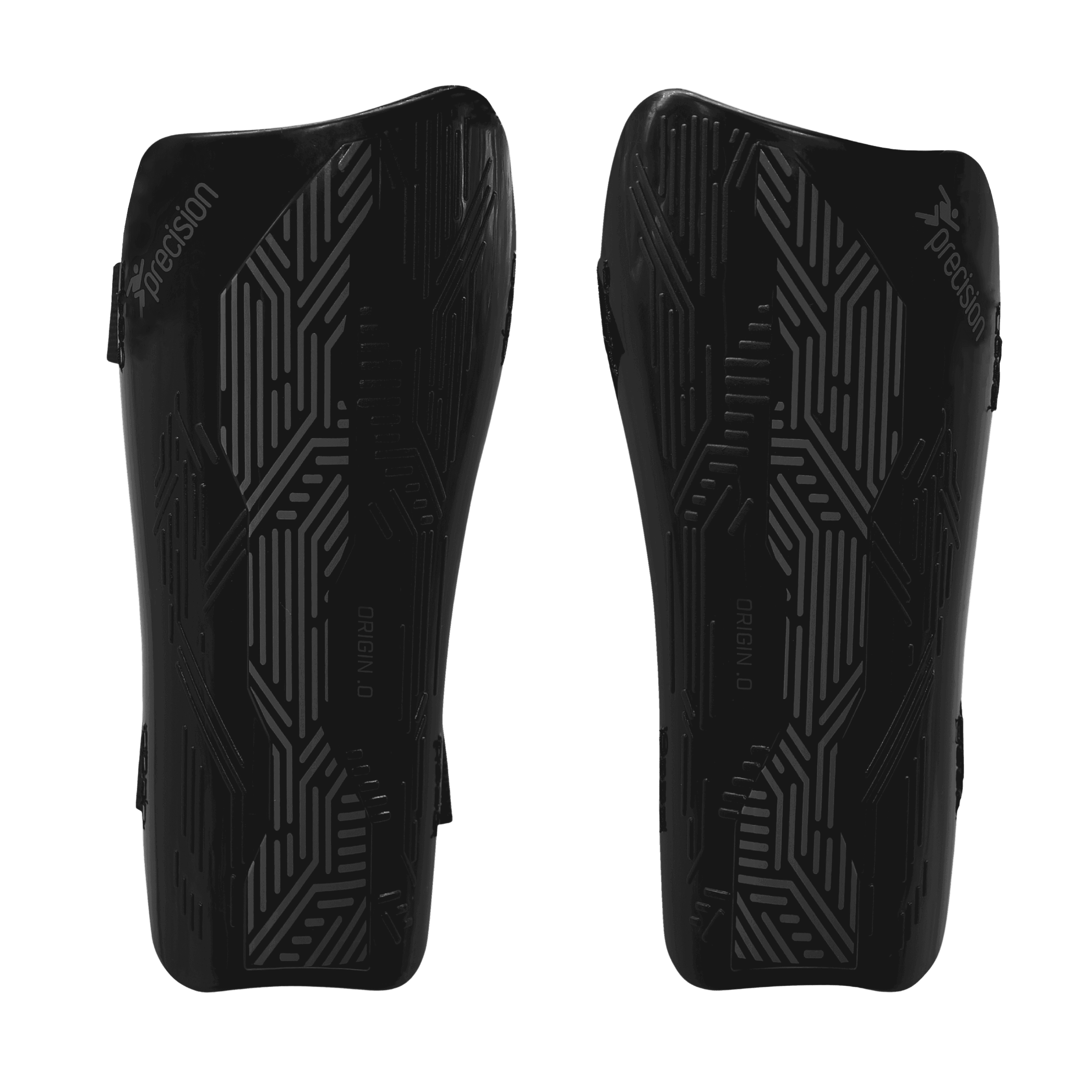 Precision Origin.0 Strap Shin Guards - Black/Black  - XS