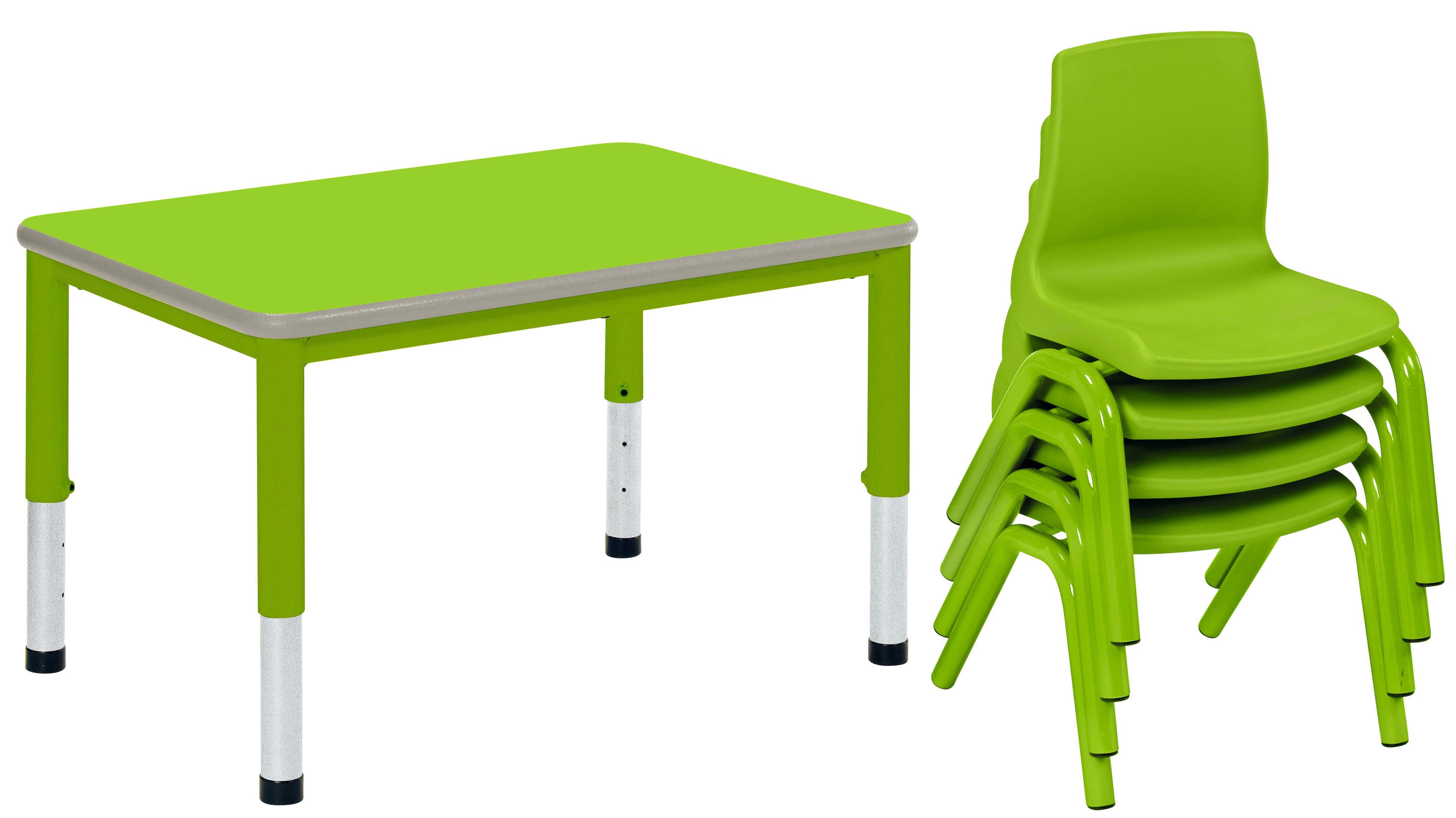 Harlequin Small Rectangular Bundle & 4 Chairs - 6-8 Years - Tangy Lime