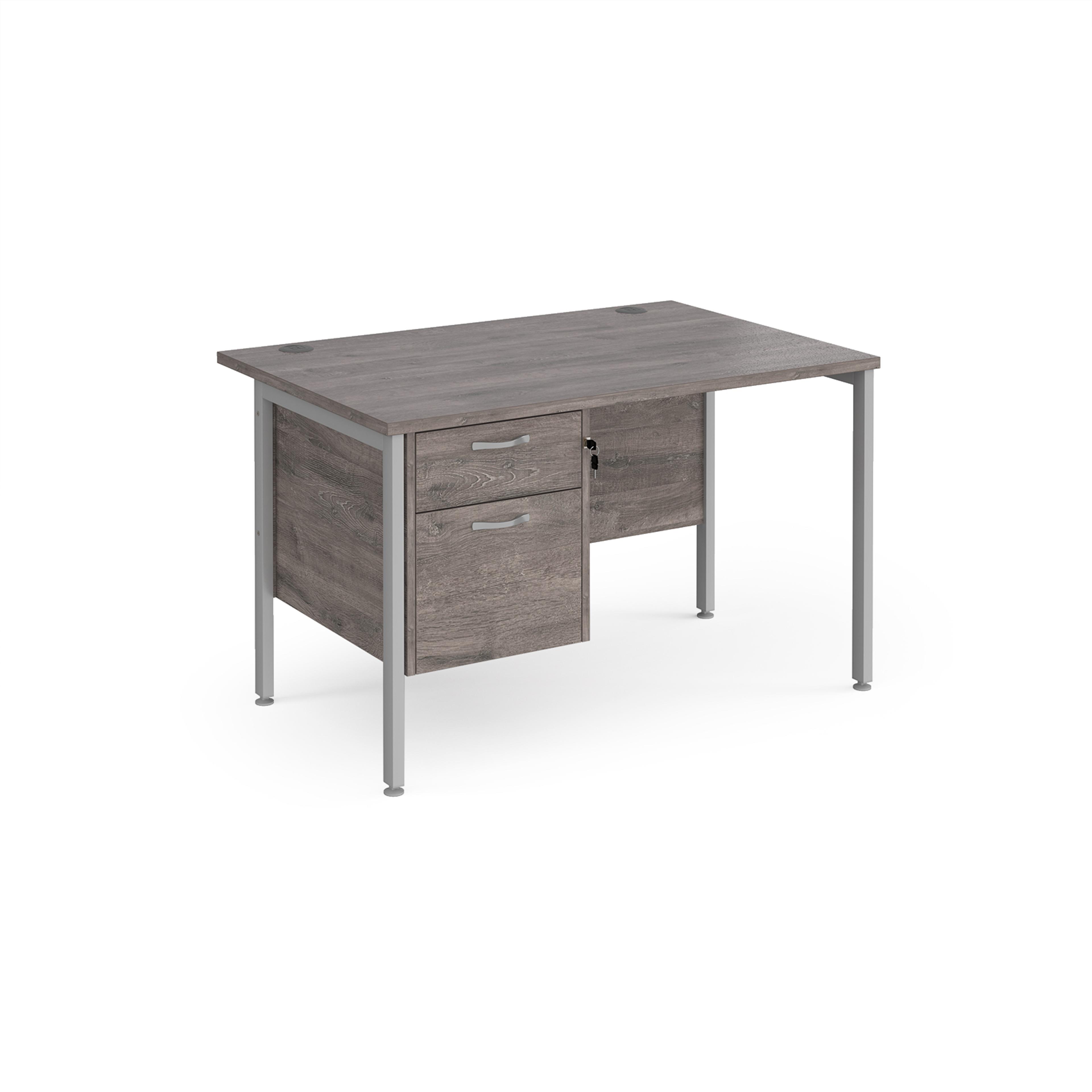 Straight Desk with 2 Drawer Pedestal - Grey Oak