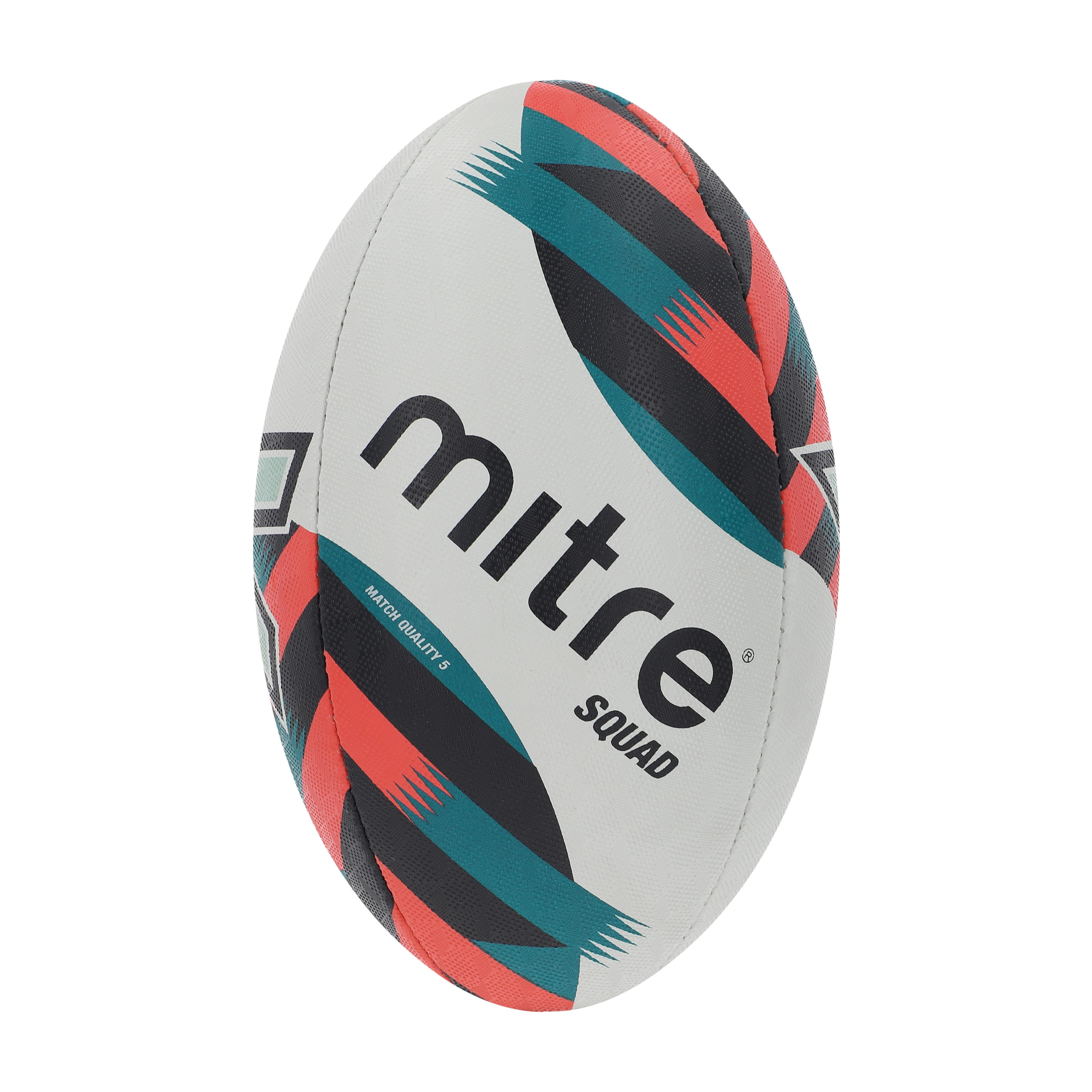 Mitre Squad Rugby Ball - White/Black/Orange/Green/Silver  - 3