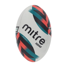 Mitre Squad Rugby Ball - White/Black/Orange/Green/Silver 