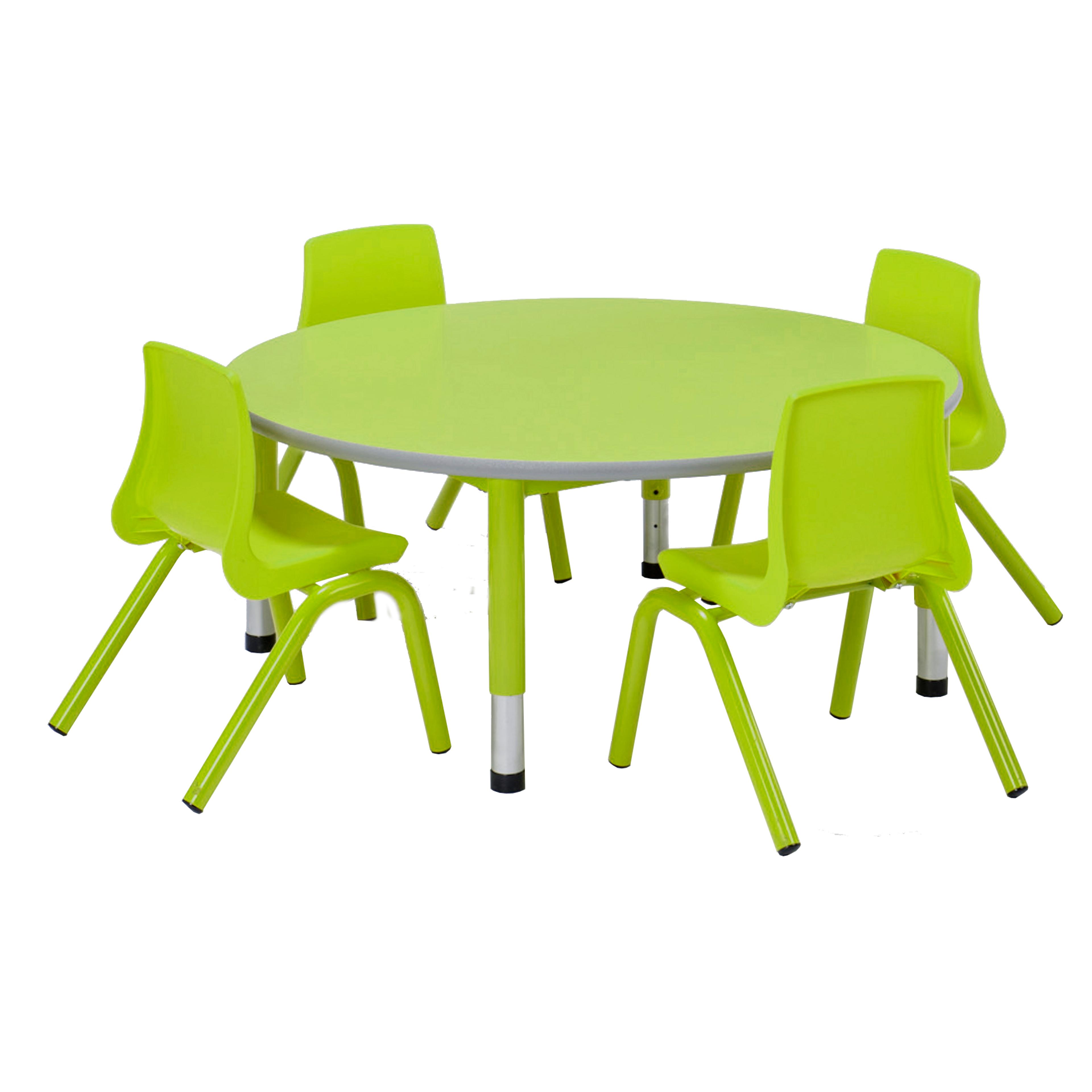 Harlequin Circular Bundle & 4 Chairs - Preschool - Tangy Lime
