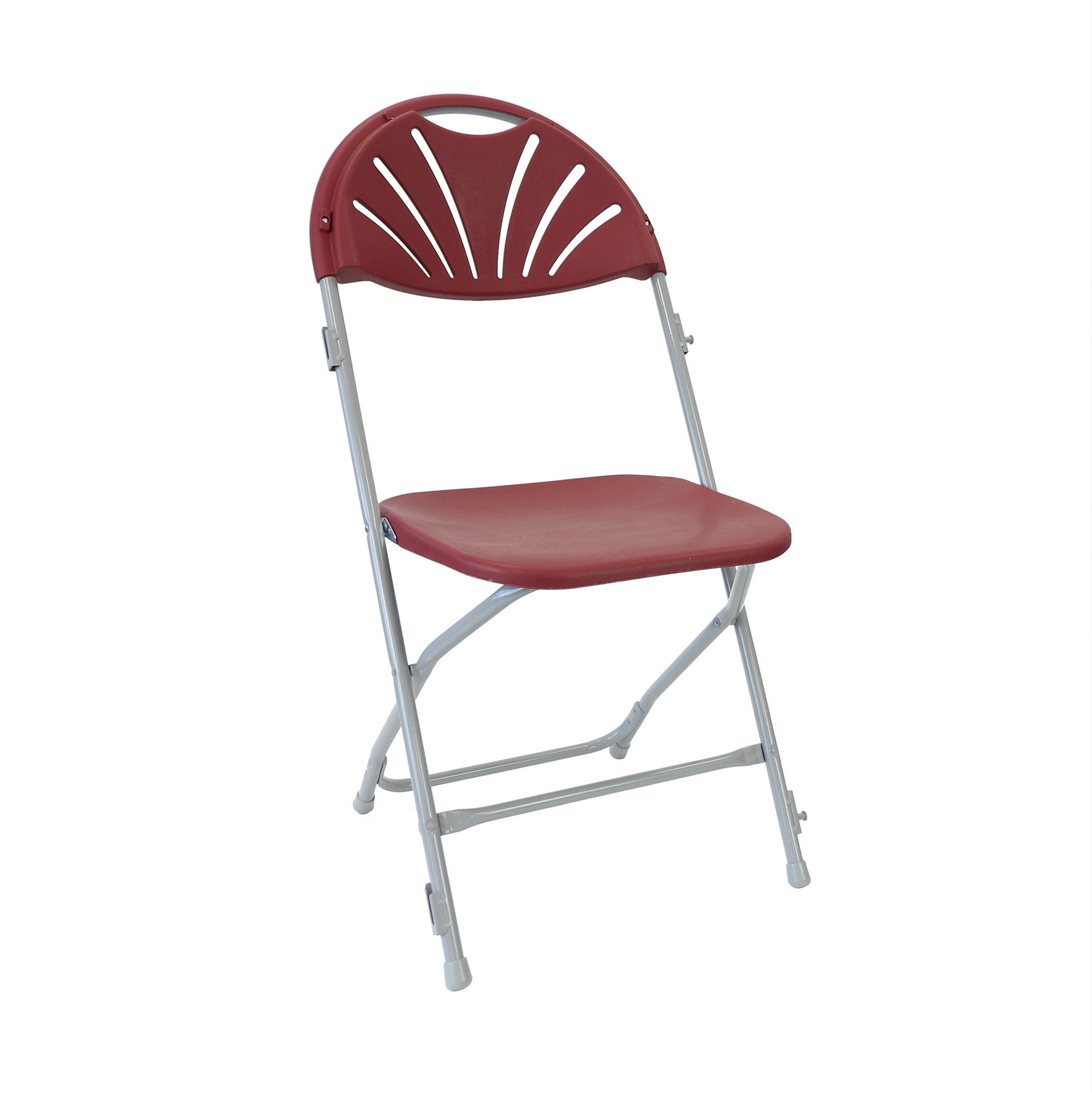 Fan Back Folding Link Chair - Burgundy