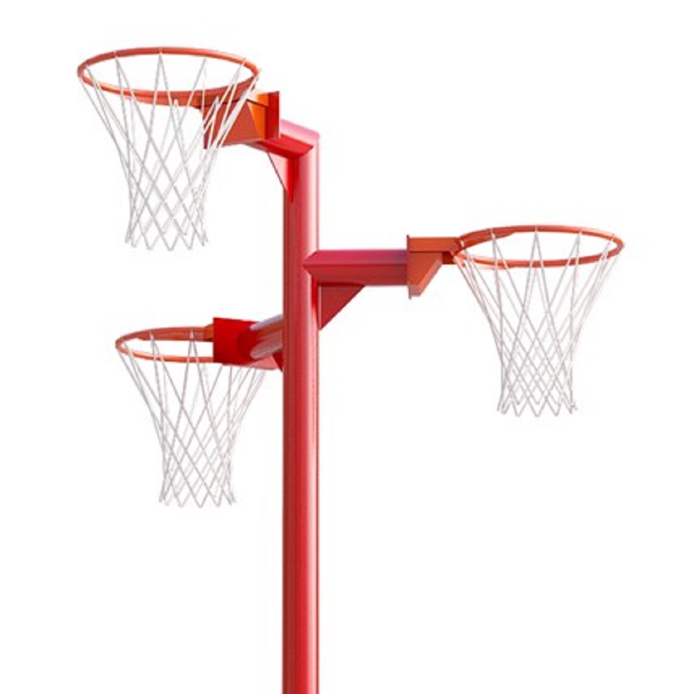 Triple Netball Post and Ring - Red 3.05