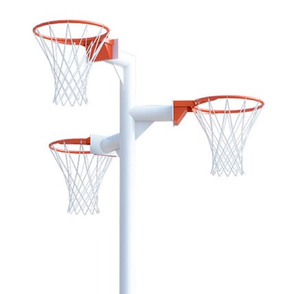 Triple Netball Post and Ring White 3.05