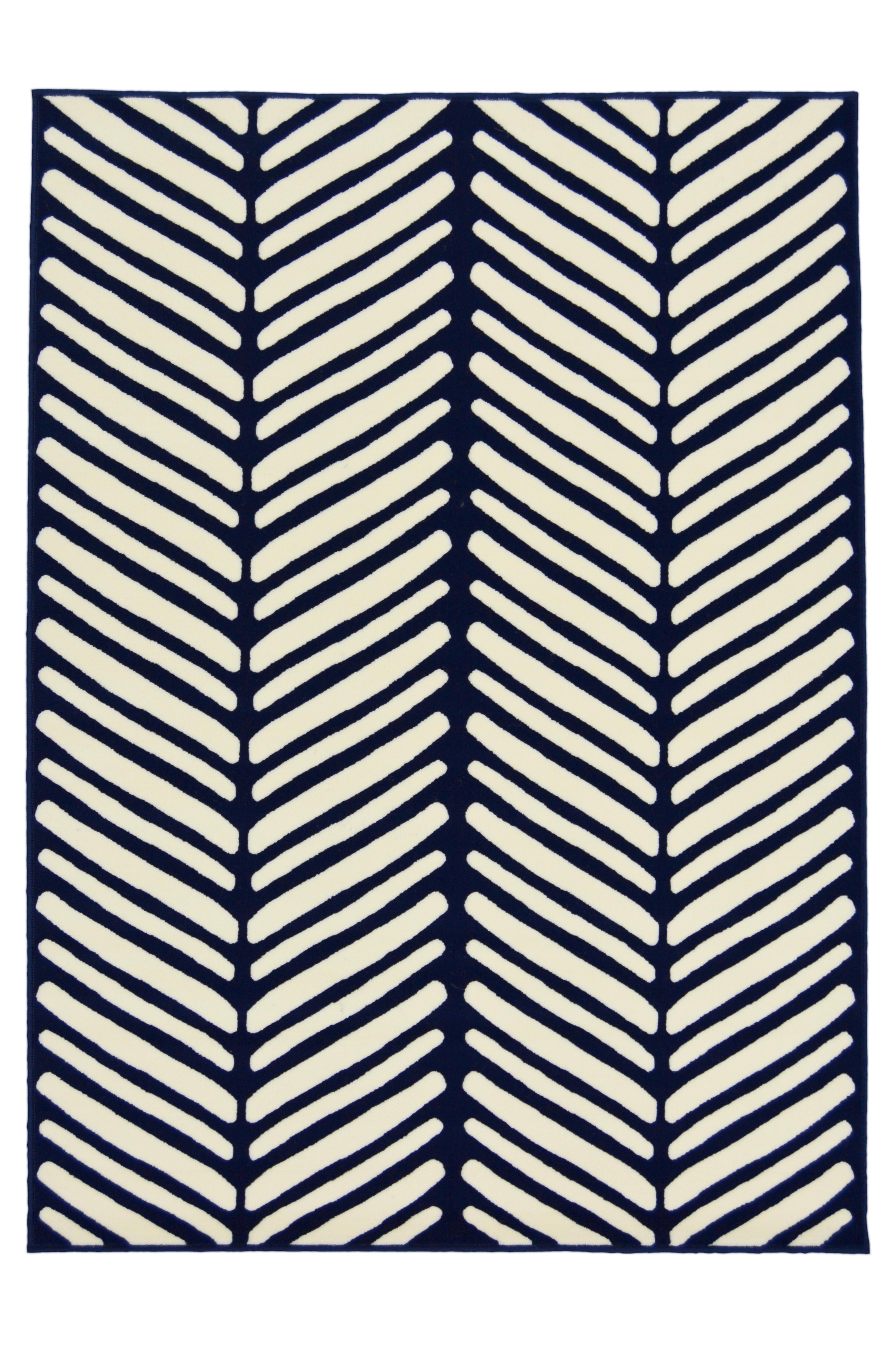 Zig Zag Geo Hardwearing Mat - Navy - Medium