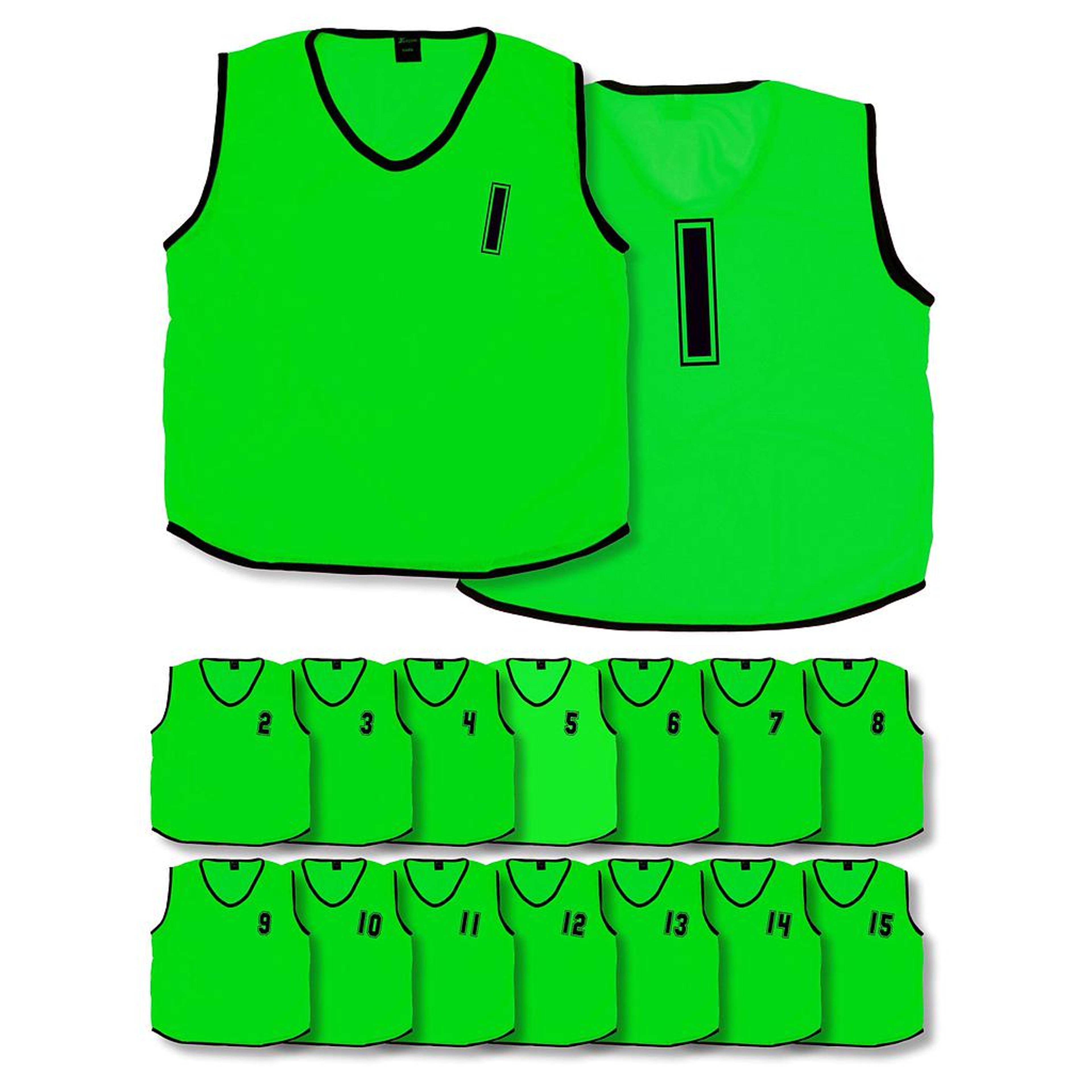 Numbered Training Bibs - Green - Kids - Pack of 15