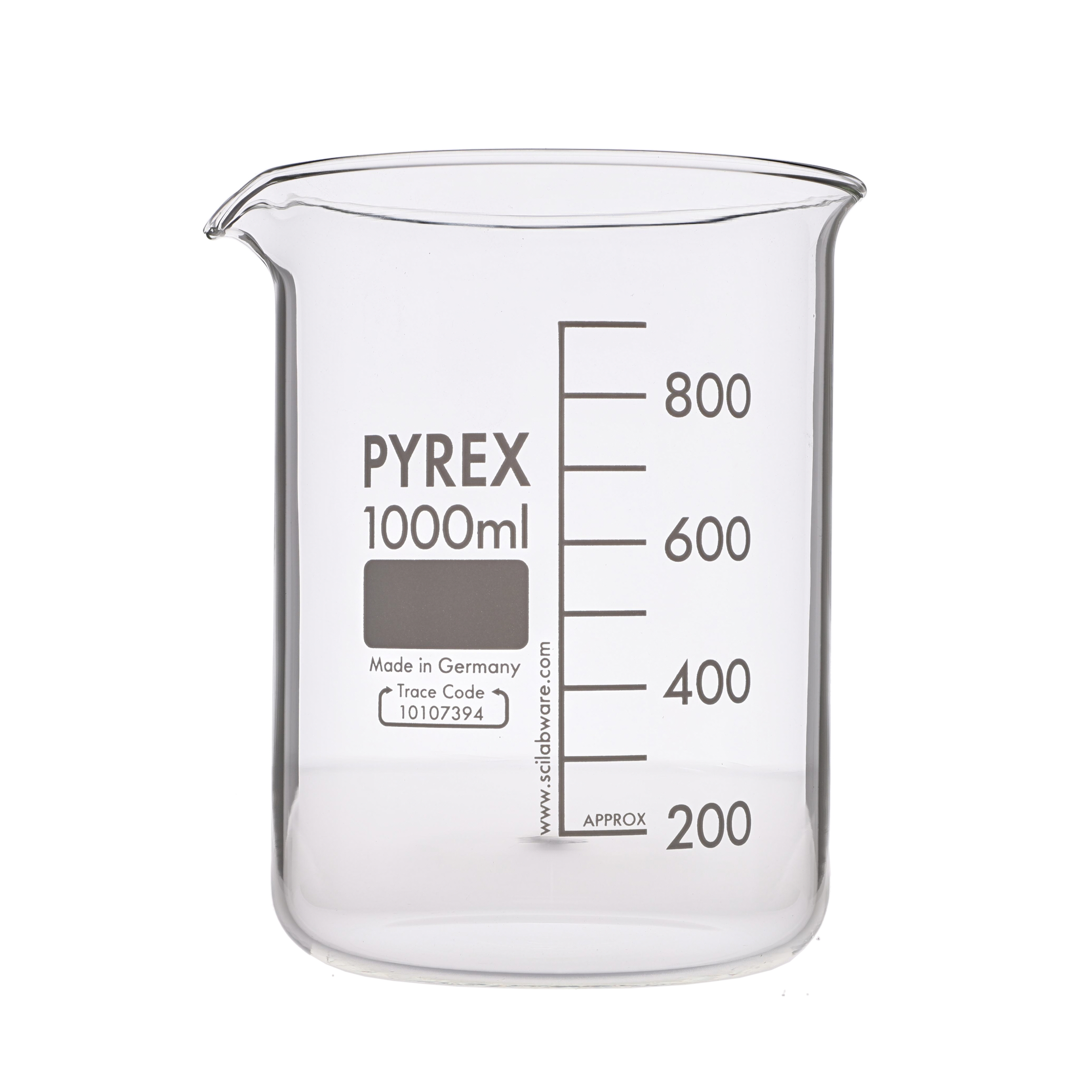 CP052967AD - Pyrex® Glass Beaker, Squat Form - 1000ml - Pack of 10 | Findel  International