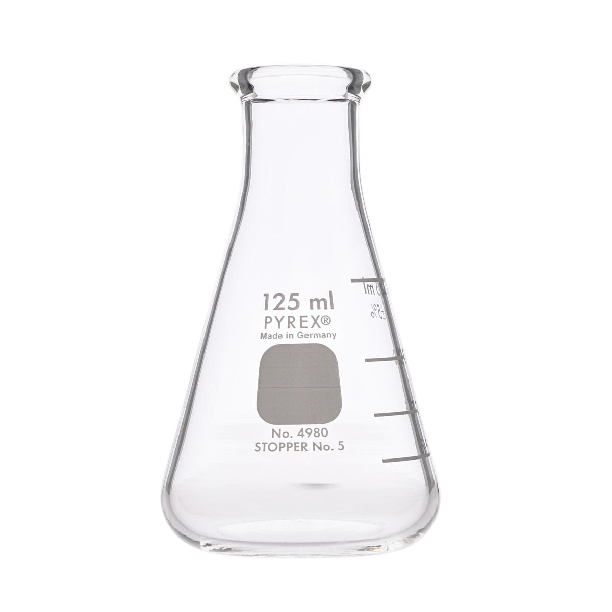 Pyrex Glass Conical Pyrex® Heavy Duty Narrow Mouth Conical Flask - 125ml - Pack of 12 ...