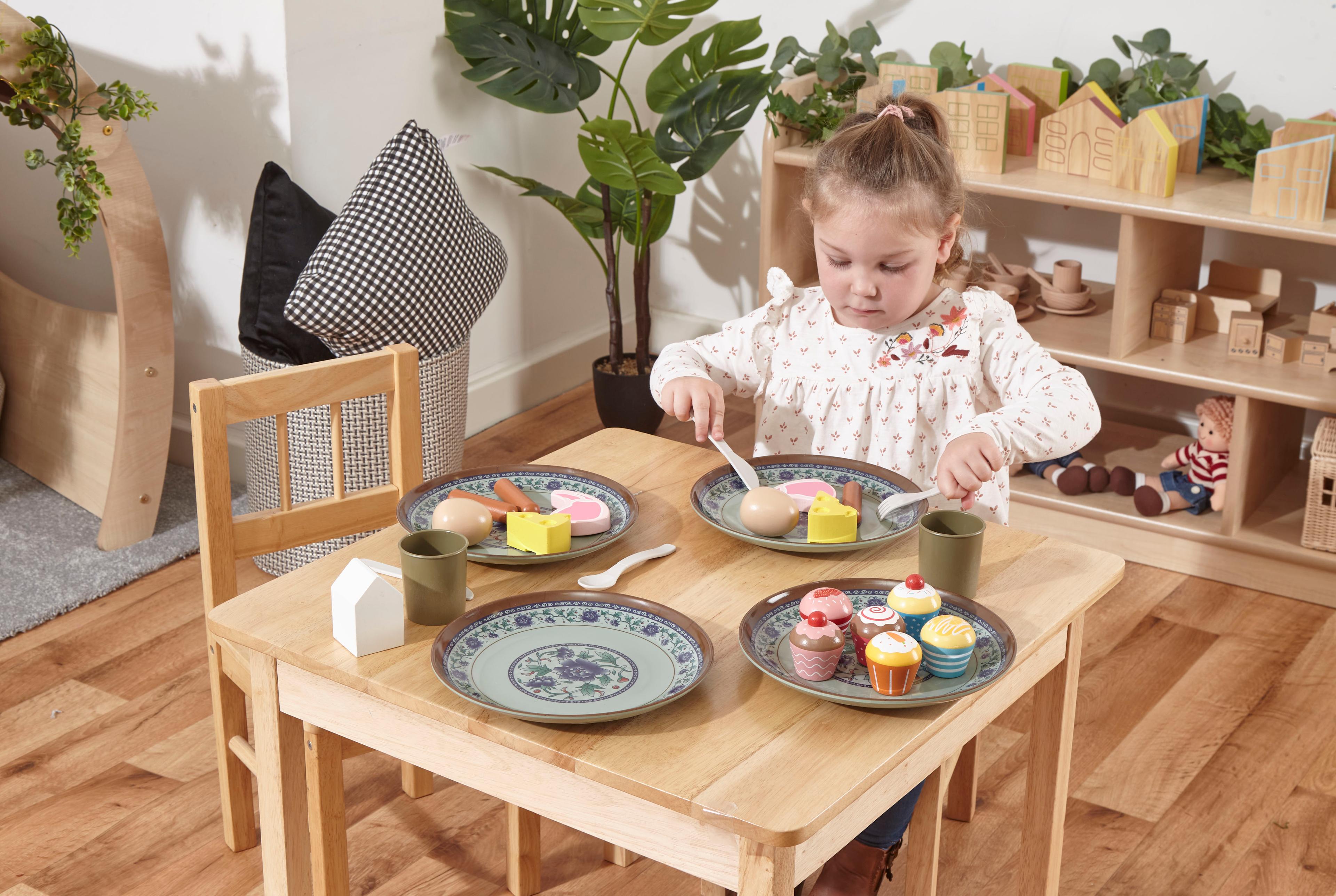 BIGJIGS Toys Role Play Wooden Table and Chairs Set
