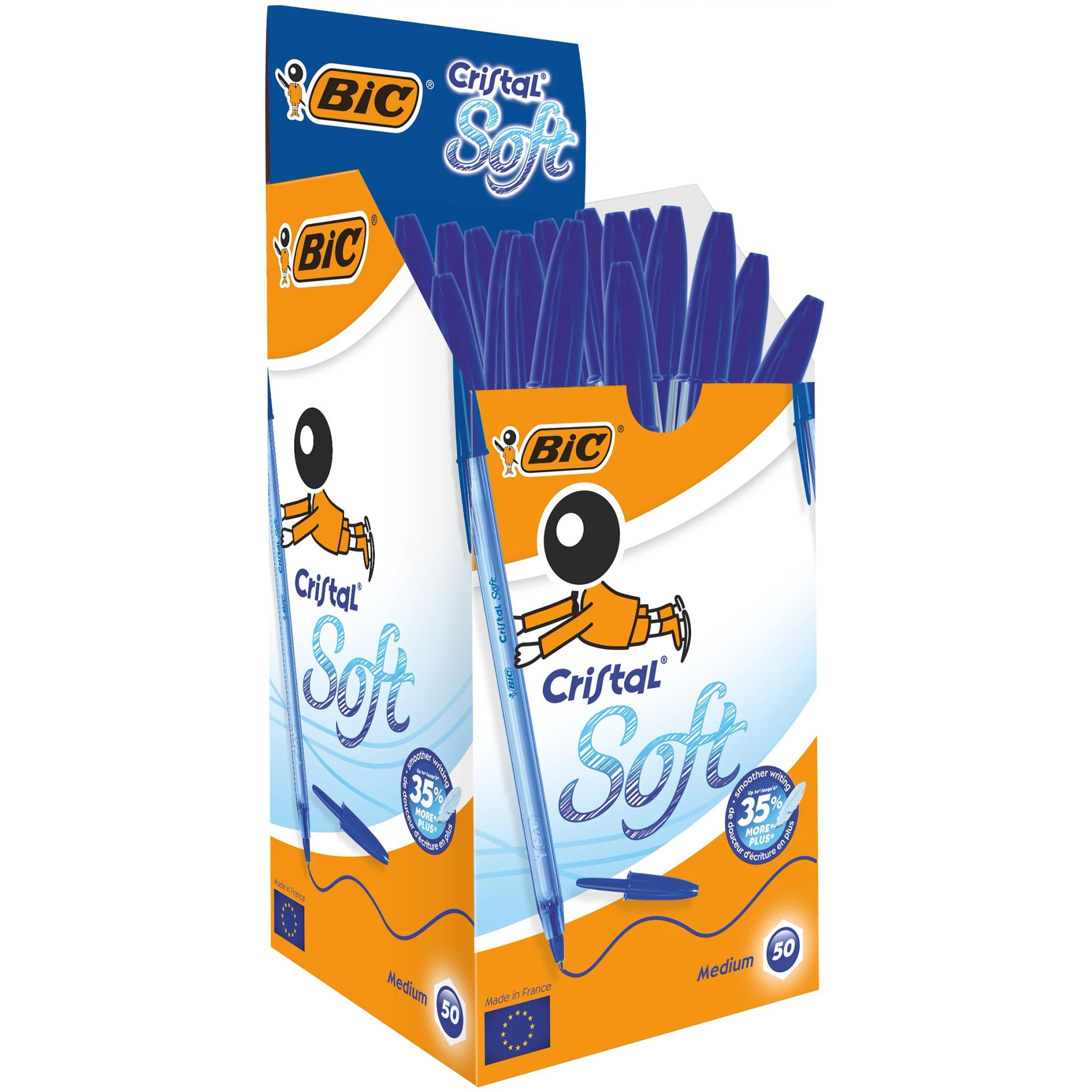 BIC Cristal Soft Medium Ballpoint Pen - 1.2mm Point - Blue - Pack of 50