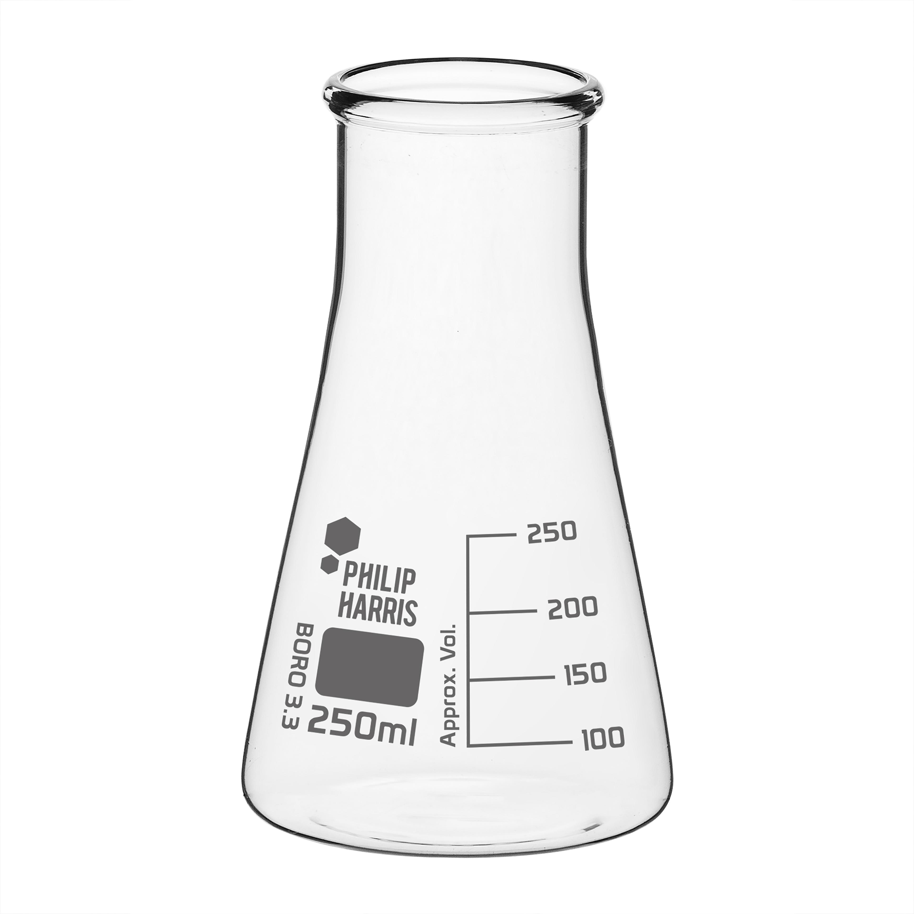 Philip Harris Wide Neck Conical Flask - 250ml - Pack of 12