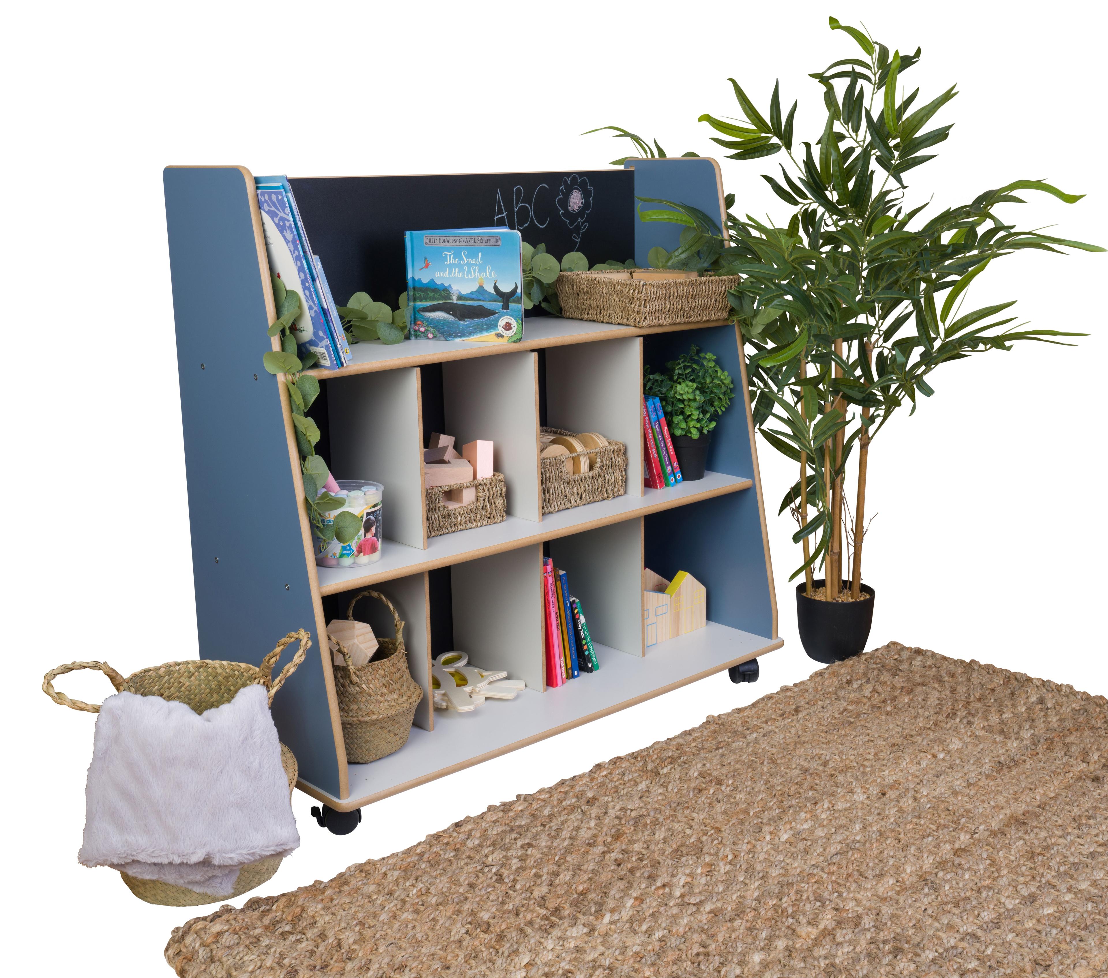 Duo bookcase with whiteboard back - Grey steel blue 