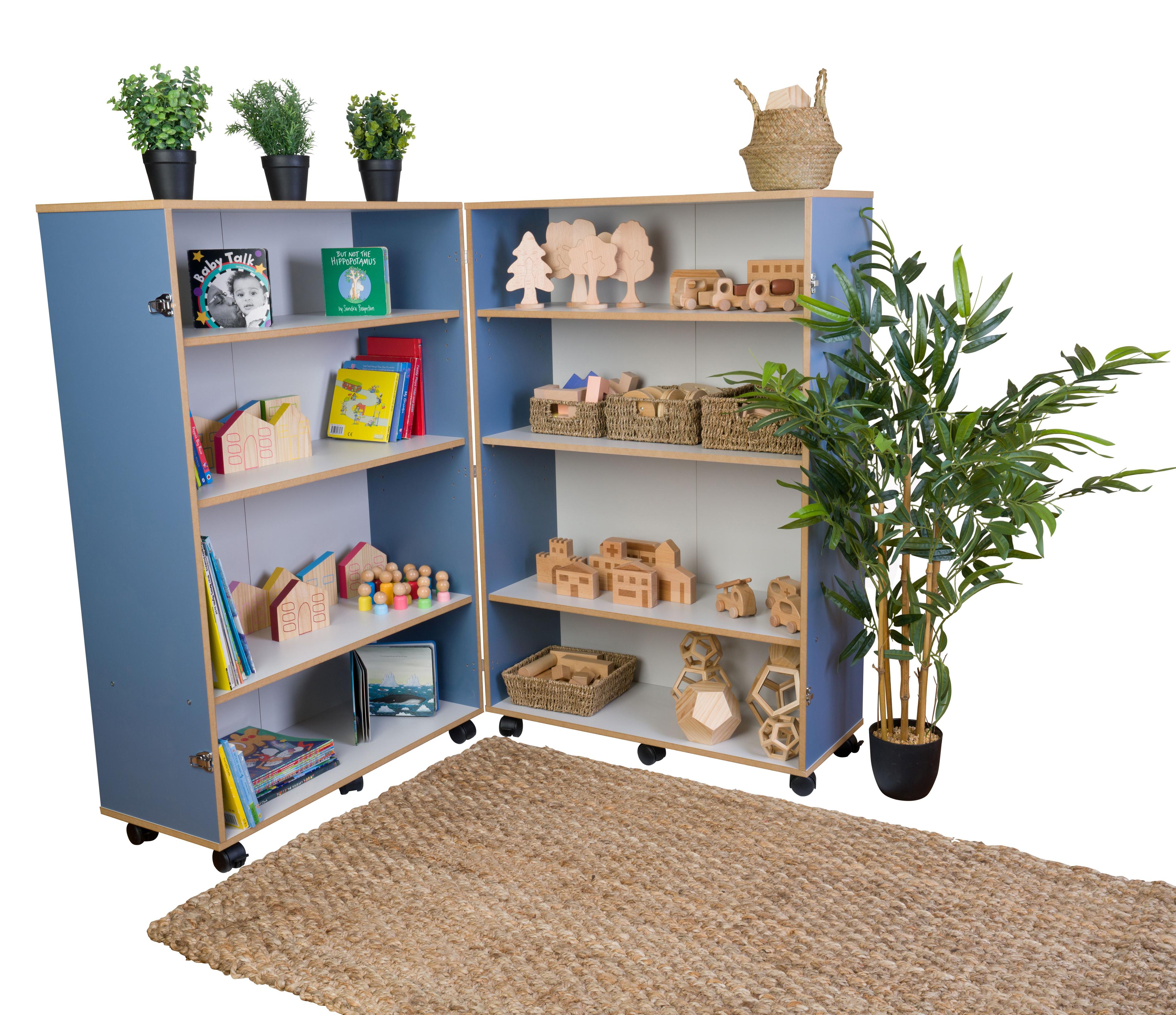 Hinged bookcase - Grey and steel blue