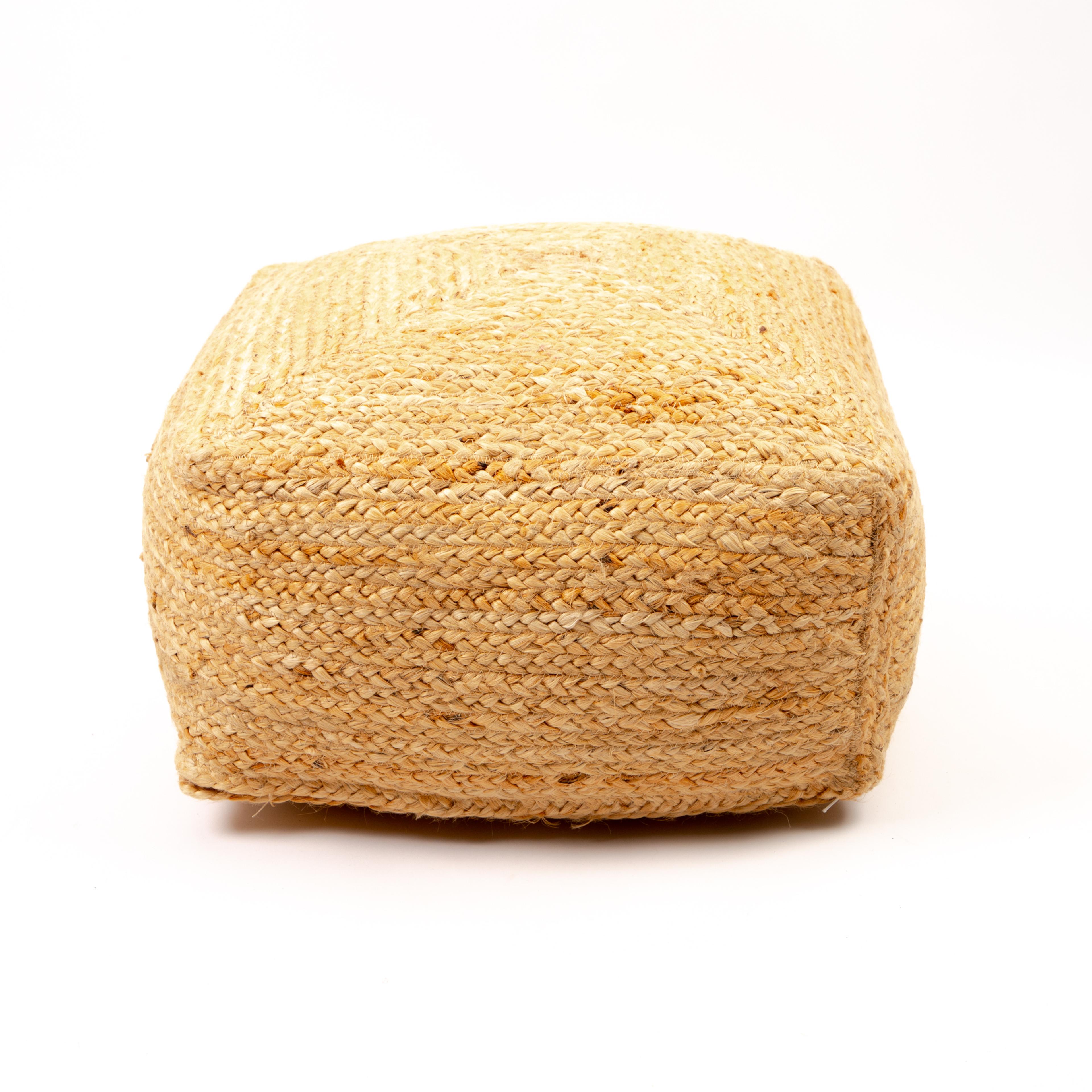 Jute square pouffe - Natural