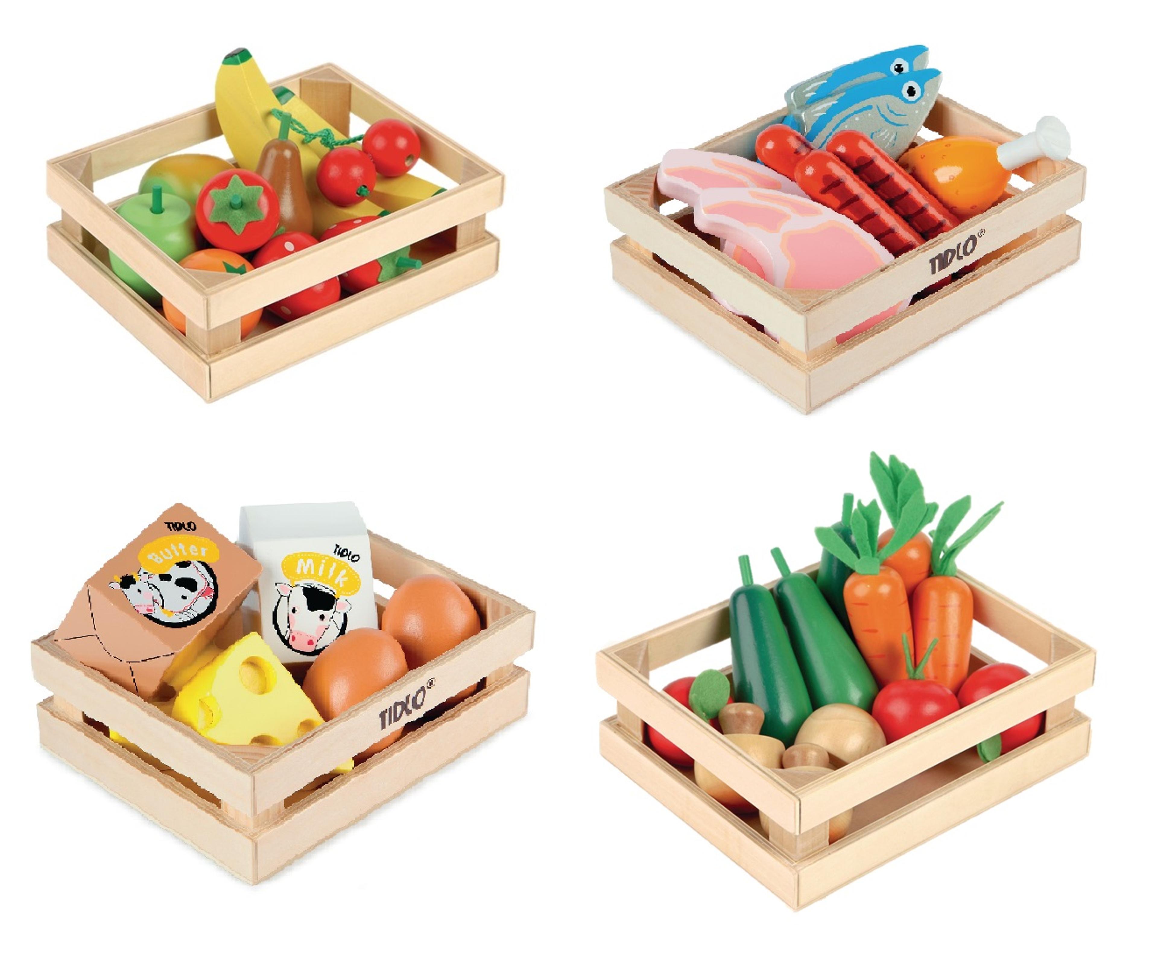 TIDLO Wooden Food – Pack of 4 Crates