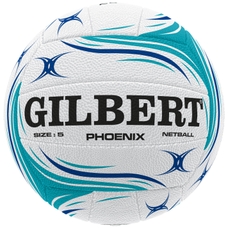 Gilbert Phoenix Match Netball - White/Teal - Size 4