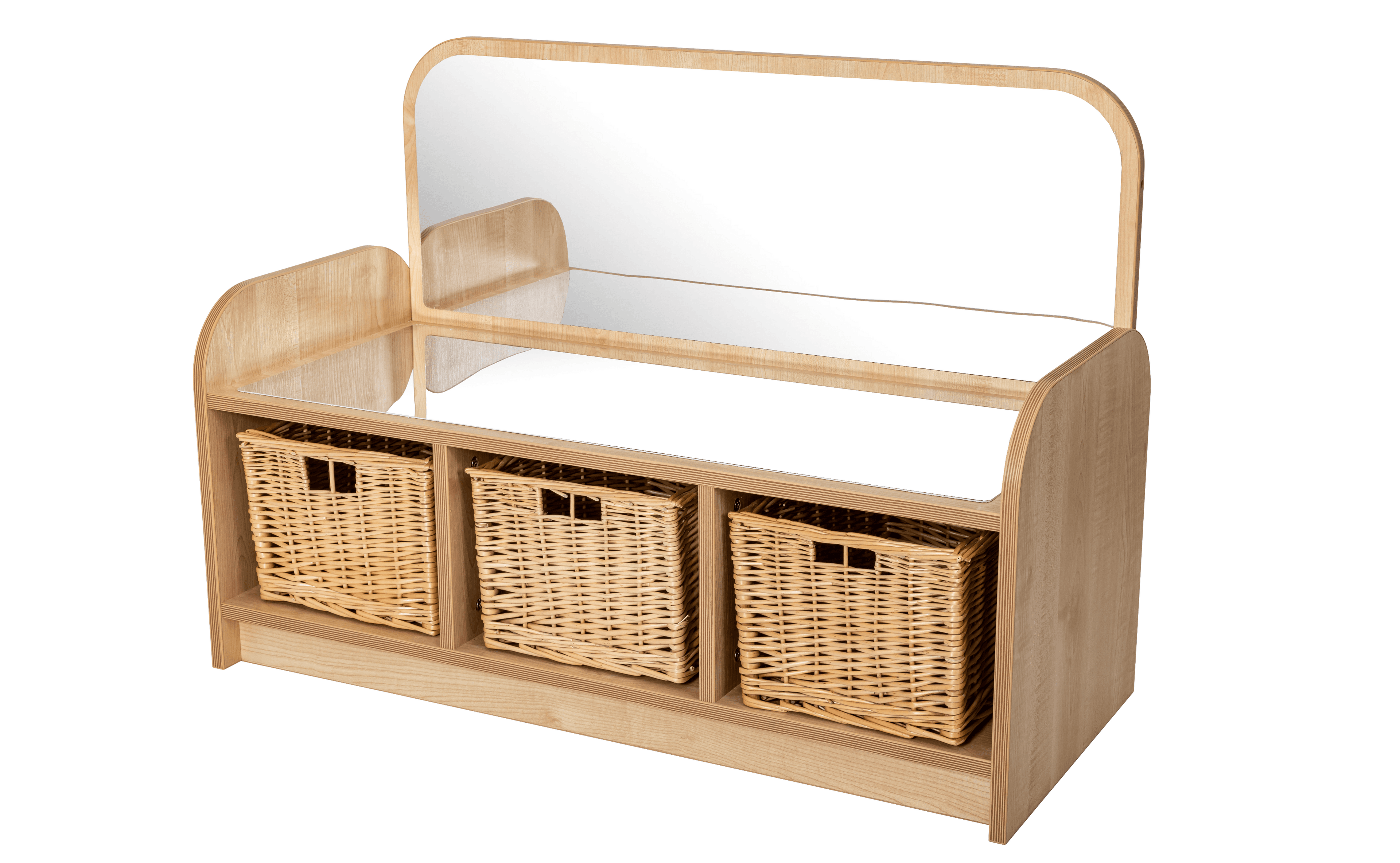 Maplescape storage with baskets and mirror divider - Maple 