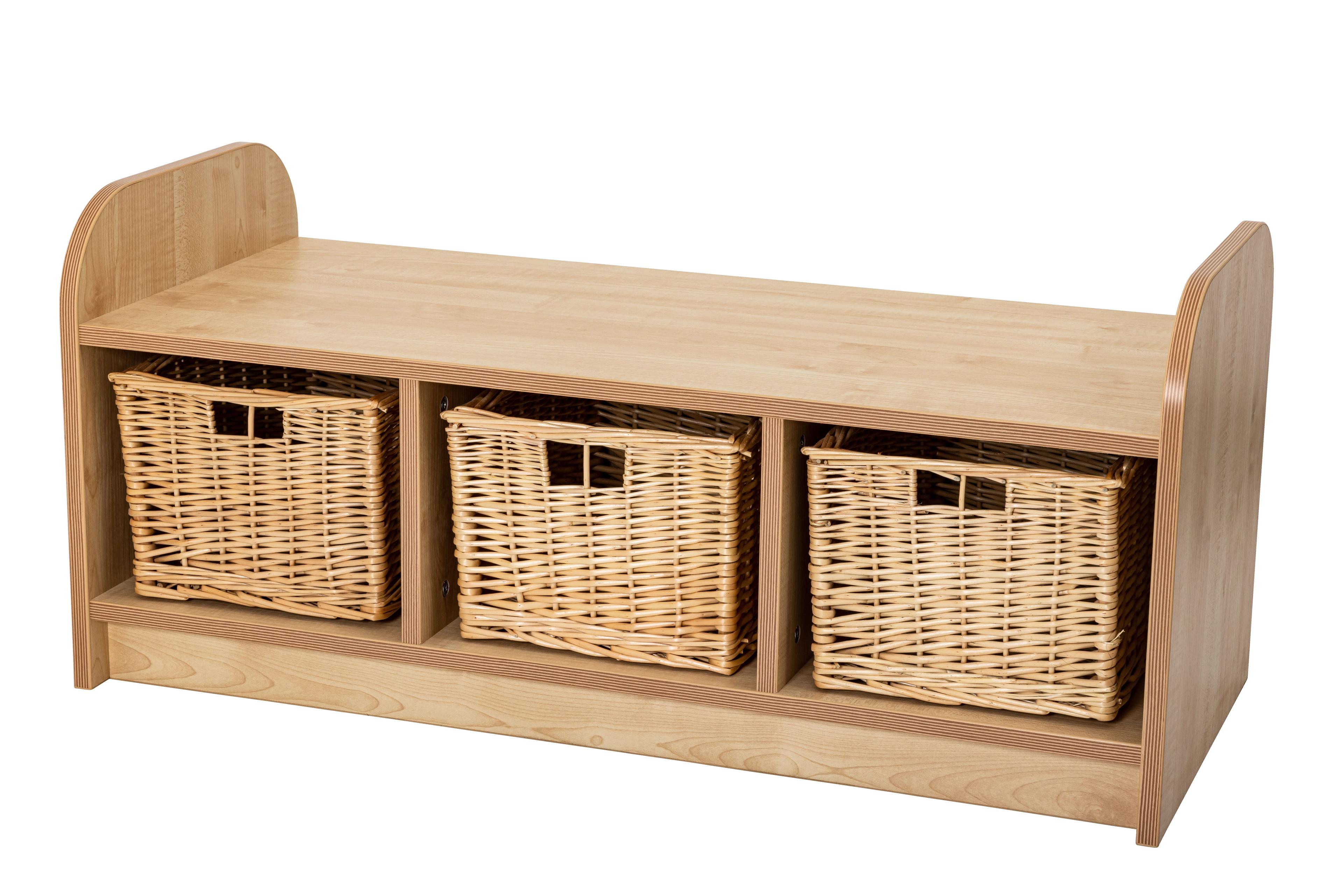 Maplescape low storage bench with baskets - Maple 