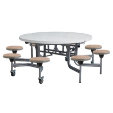 8 Seat Primo Round Mobile Folding Table With Stools