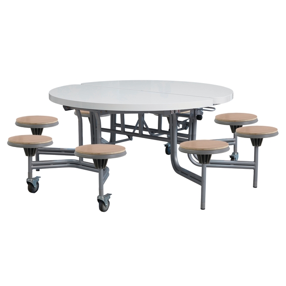 Seat Primo Round Mobile Folding Table With Stools White