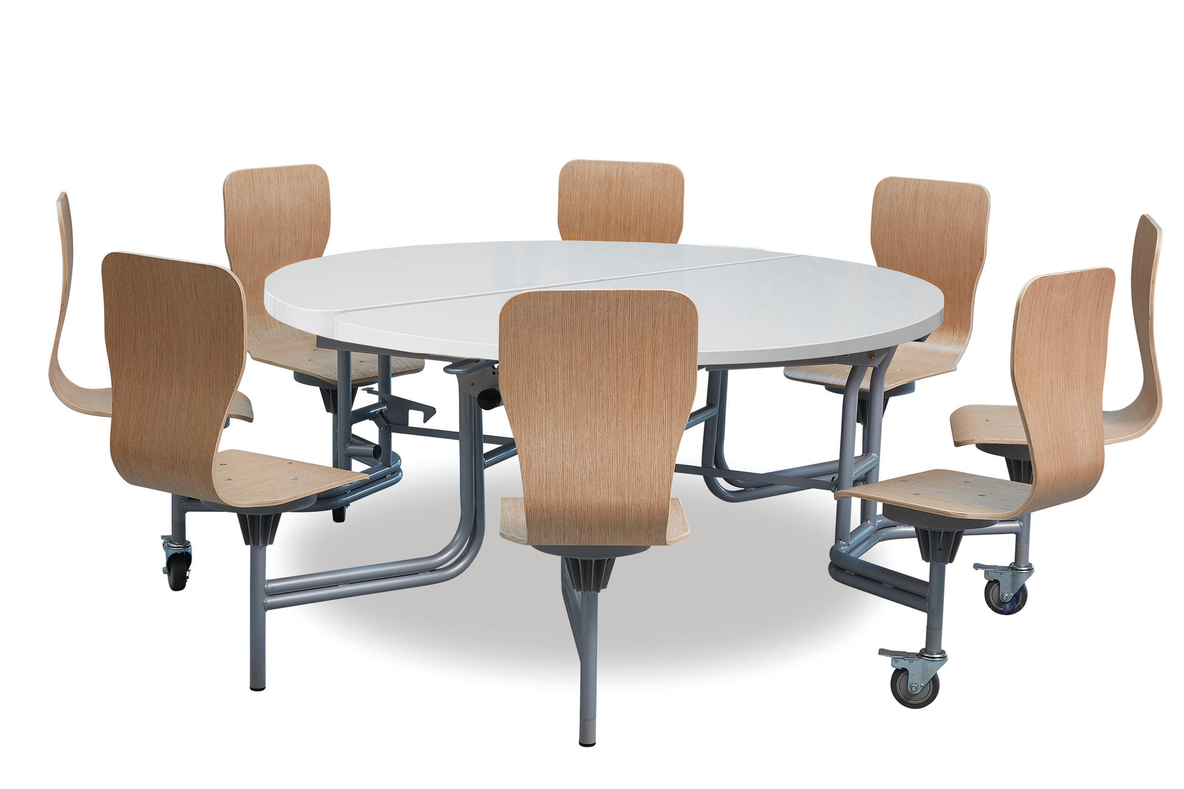 Seat Primo Round Mobile Folding Table With Full Back White