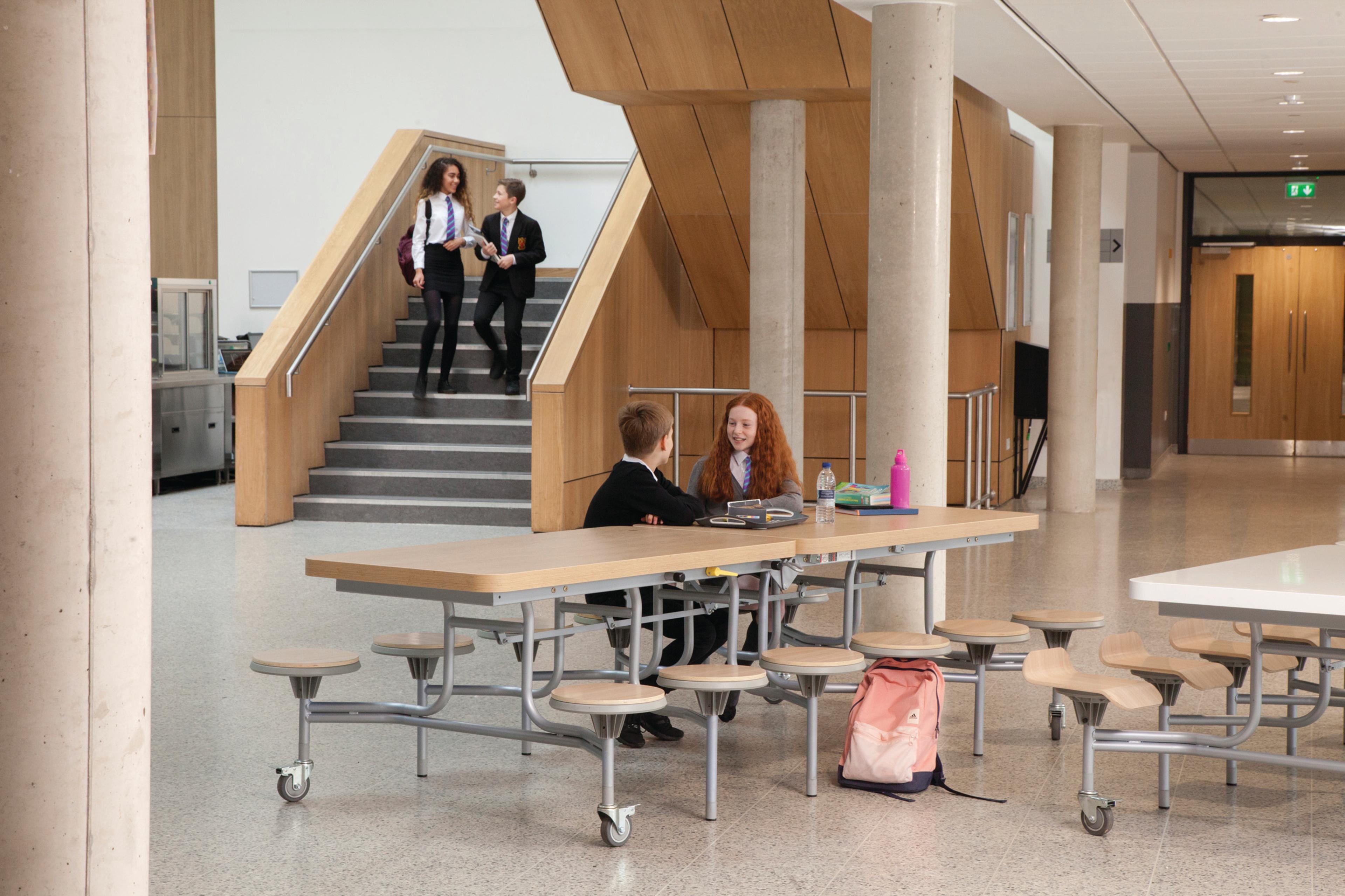 12 Seat Primo Mobile Folding Table With Stools - Oak