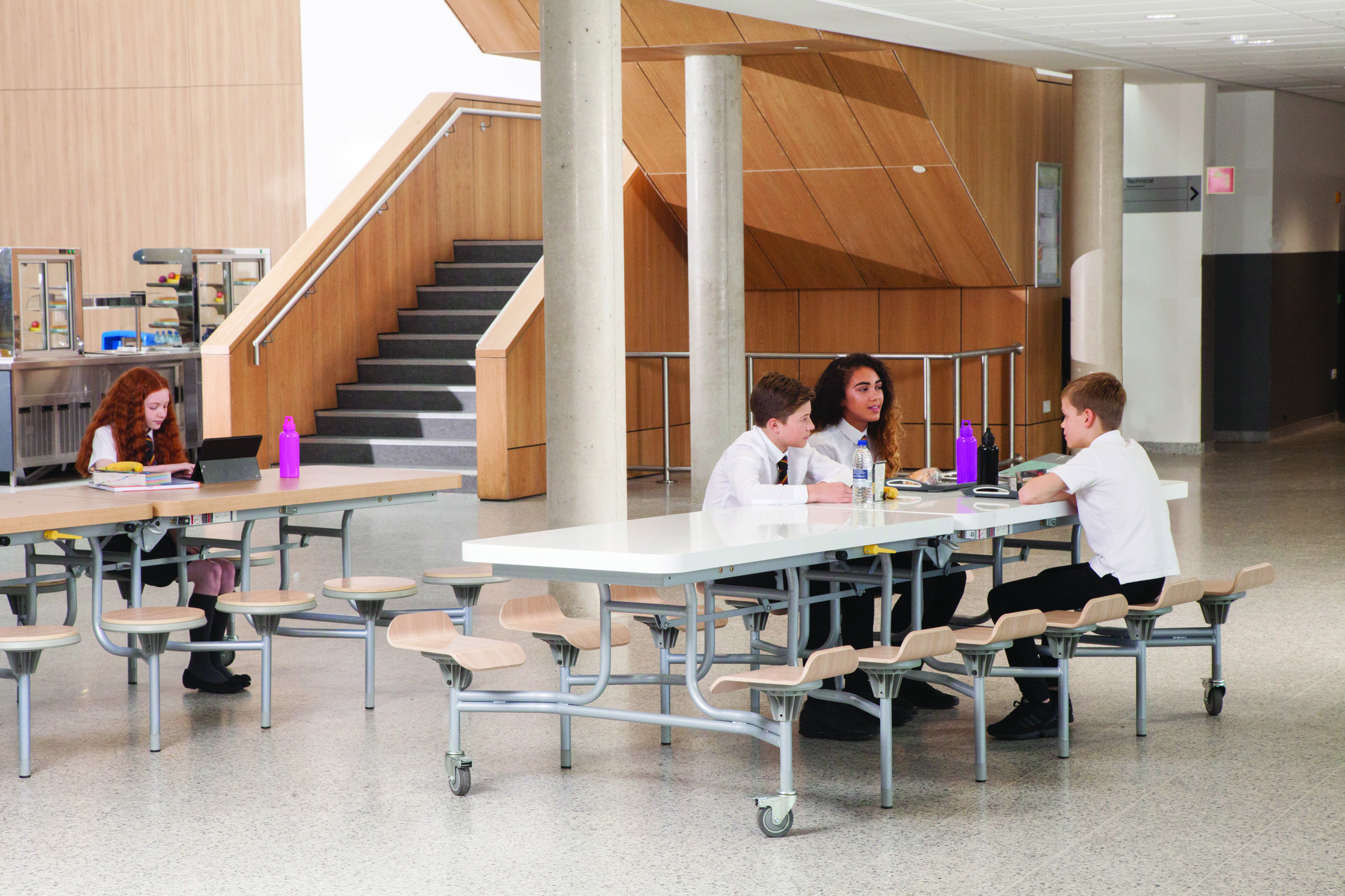 Folding table with store seats