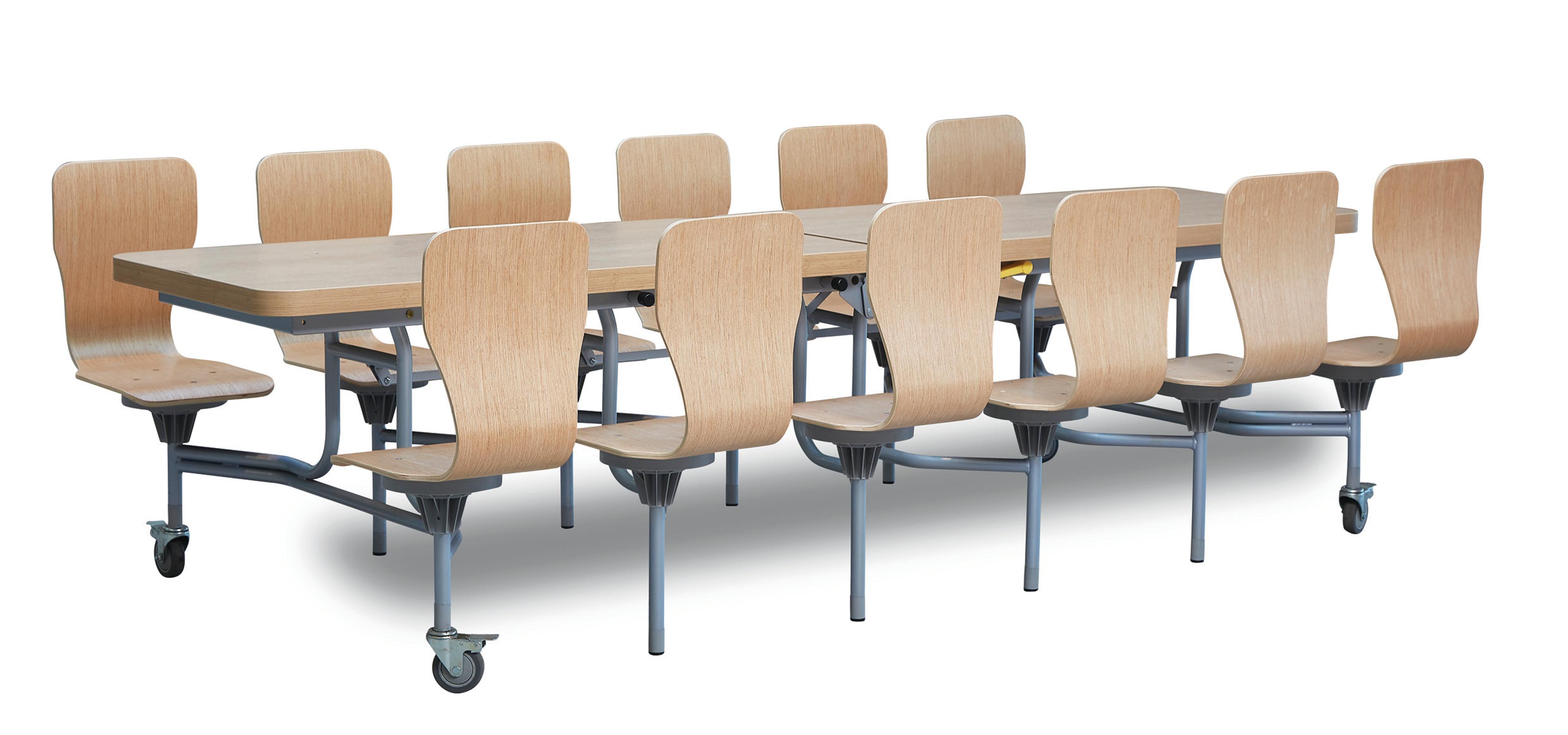 12 Seat Primo Mobile Folding Table With Full Back - Oak