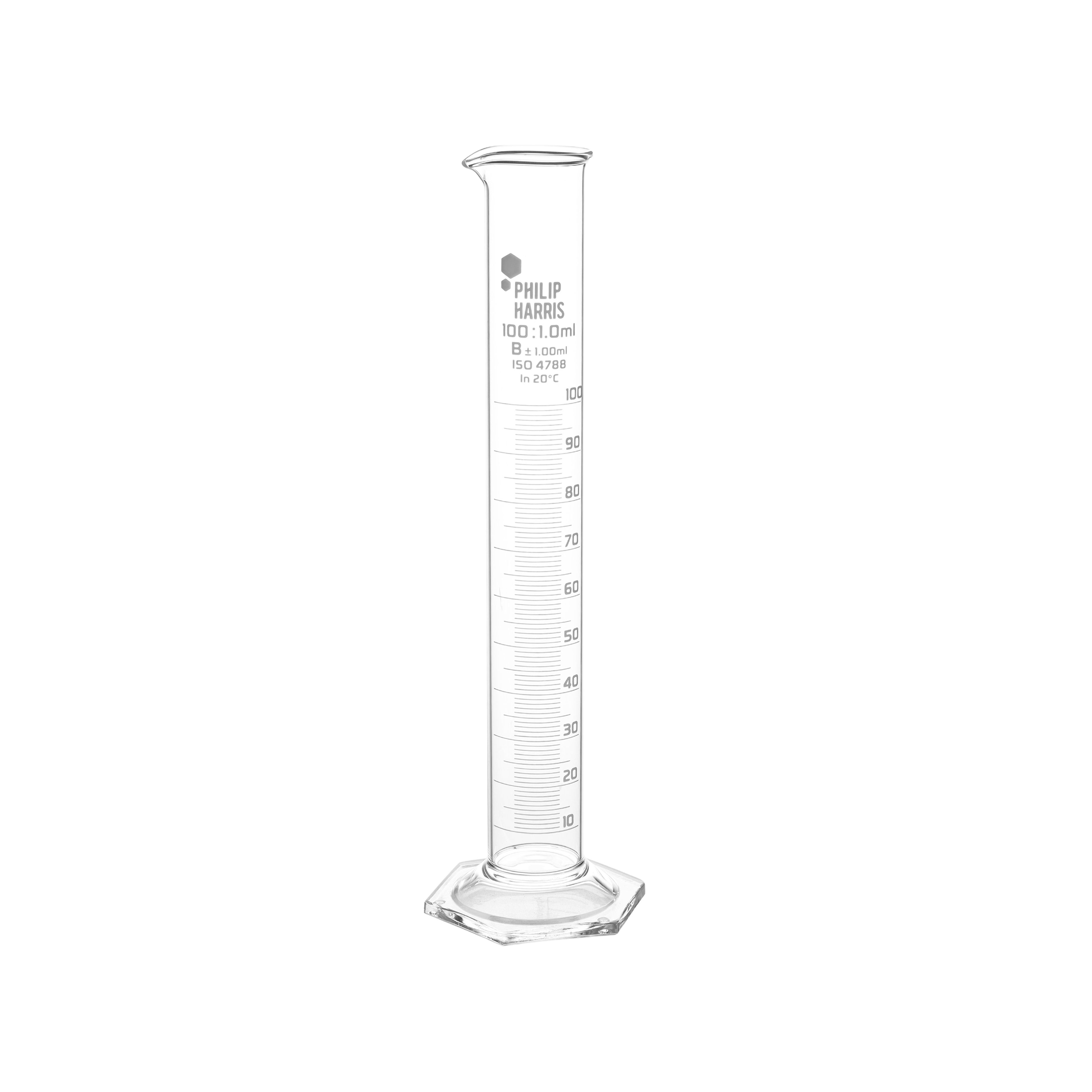 Philip Harris Glass Measuring Cylinder 100ml - Pack of 10