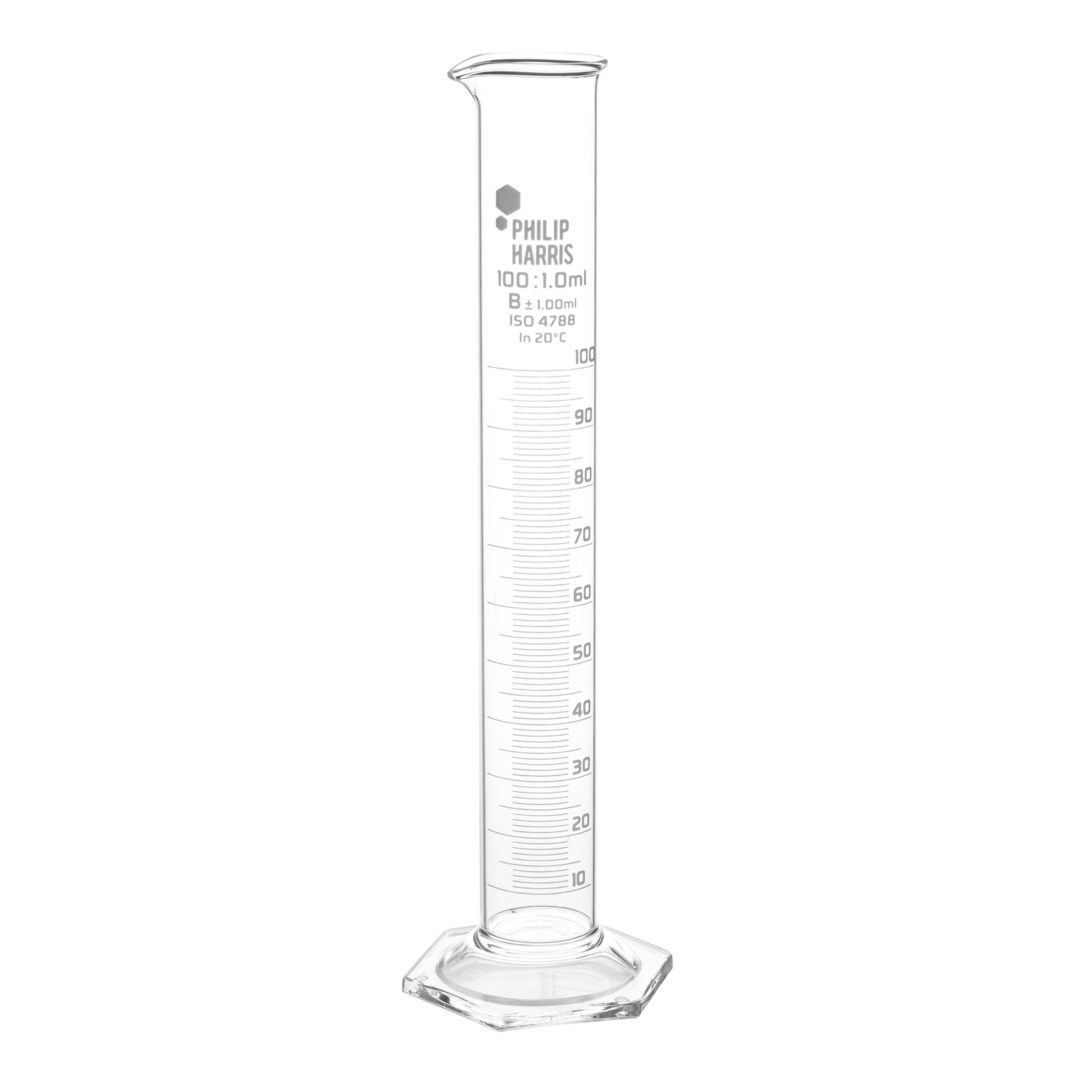 Philip Harris Glass Measuring Cylinder 100ml - Pack of 10