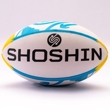 SHOSHIN Training Rugby Ball - White/Yellow/Blue