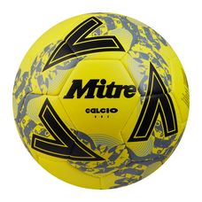 Mitre Calcio 2024 Football - Fluo Yellow/Circular Grey - Size 3 - Pack of 12 with Bag 