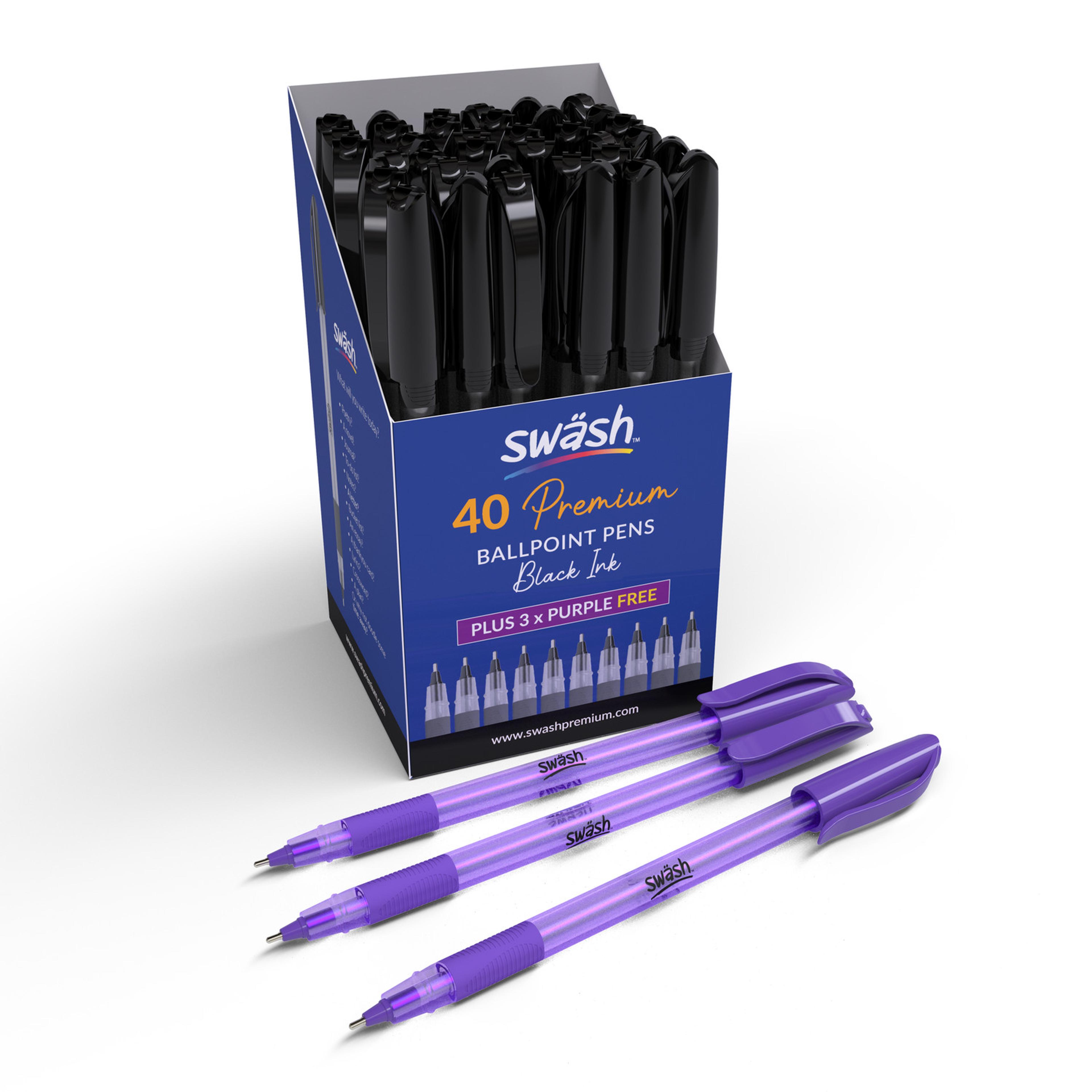 Swäsh Triangular Ballpoint Pen - Pack of 40 (+ 3 Free) - Black
