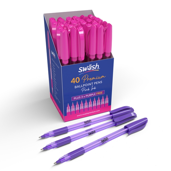 Swäsh Triangular Ballpoint Pen Pack of 40 (+ Free) Pink