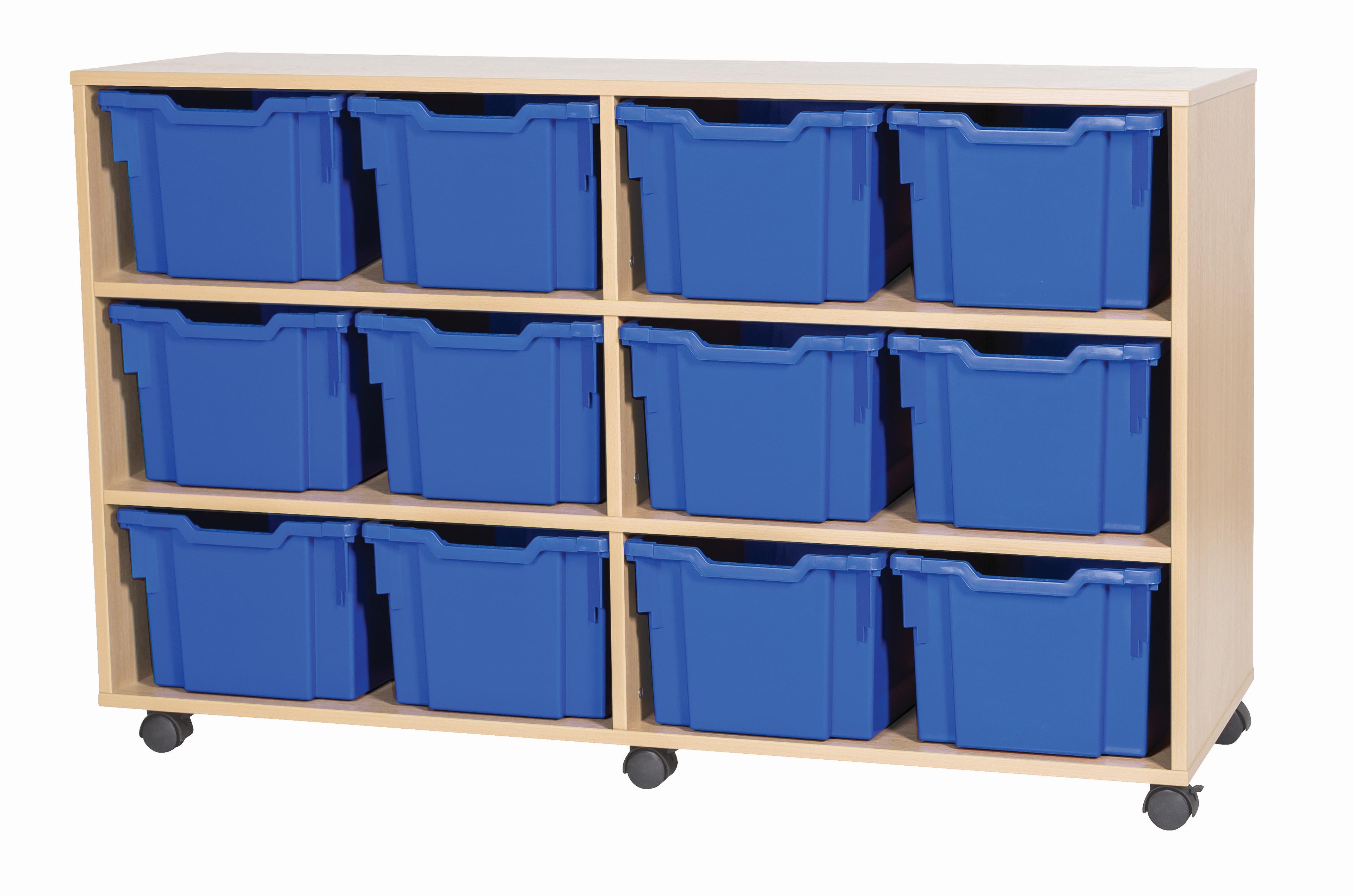 GALT Quad Unit with 12 Extra Deep Gratnells Trays - Maple - Blue