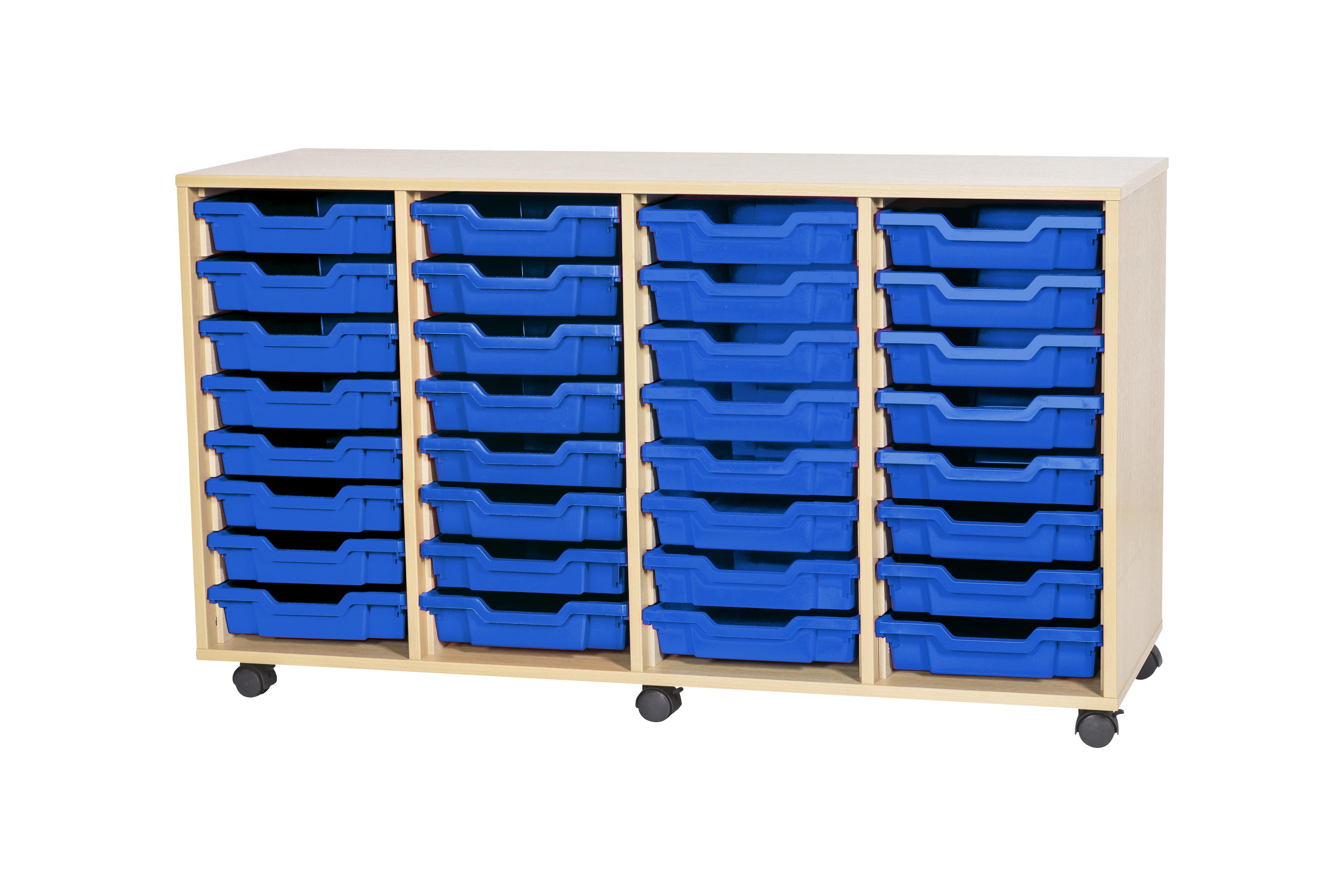 GALT Quad Unit with 32 Shallow Gratnell Trays - Maple - Blue