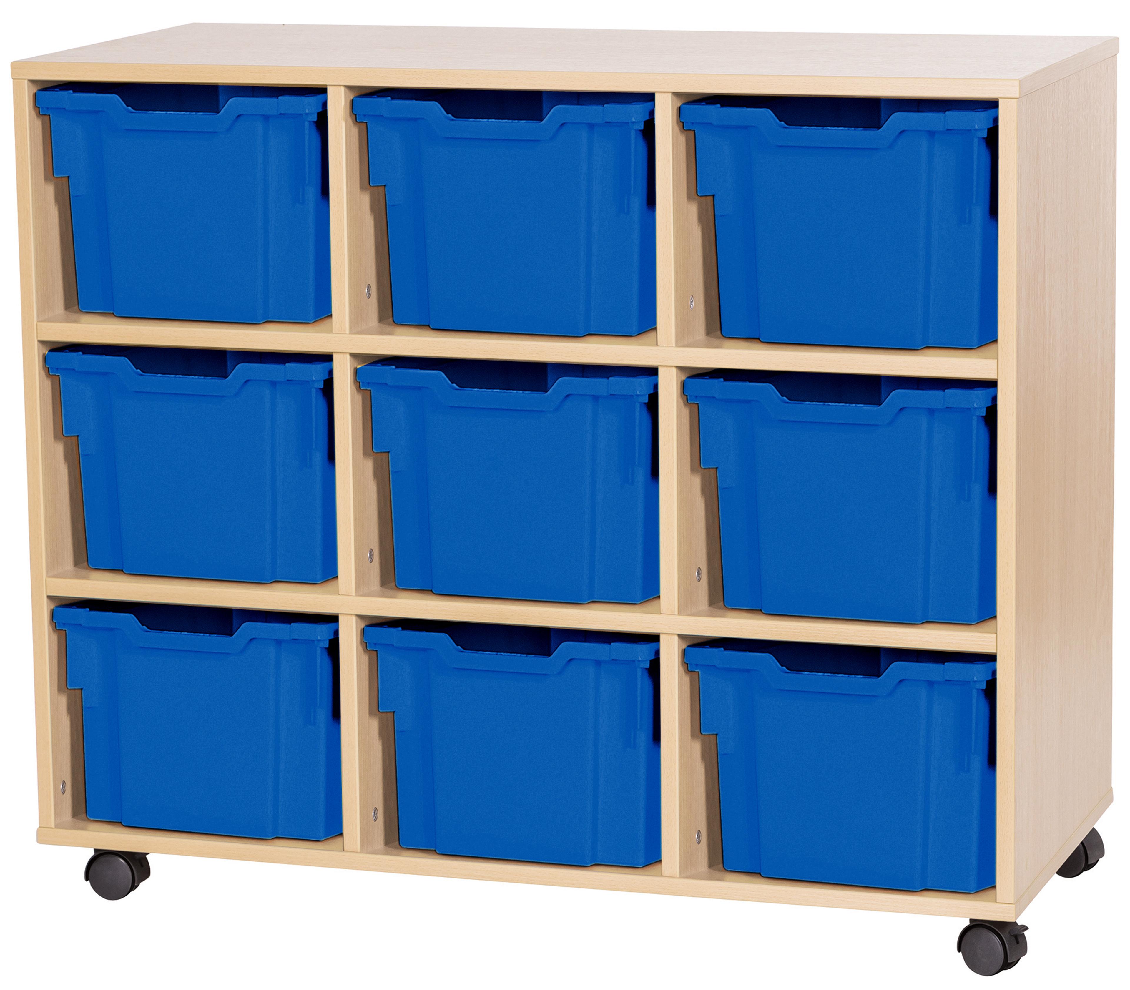GALT Triple Unit with 9 Extra Deep Gratnells Trays - Maple - Blue