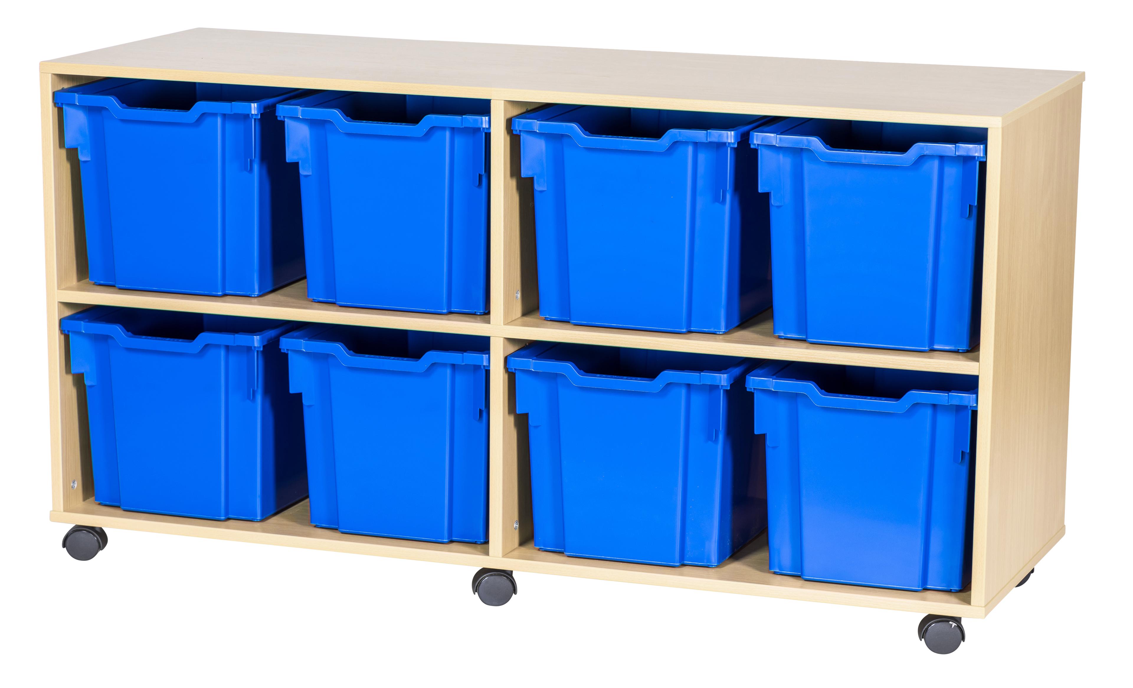 GALT Quad  Unit with 8 Jumbo Gratnells Trays - Maple - Blue