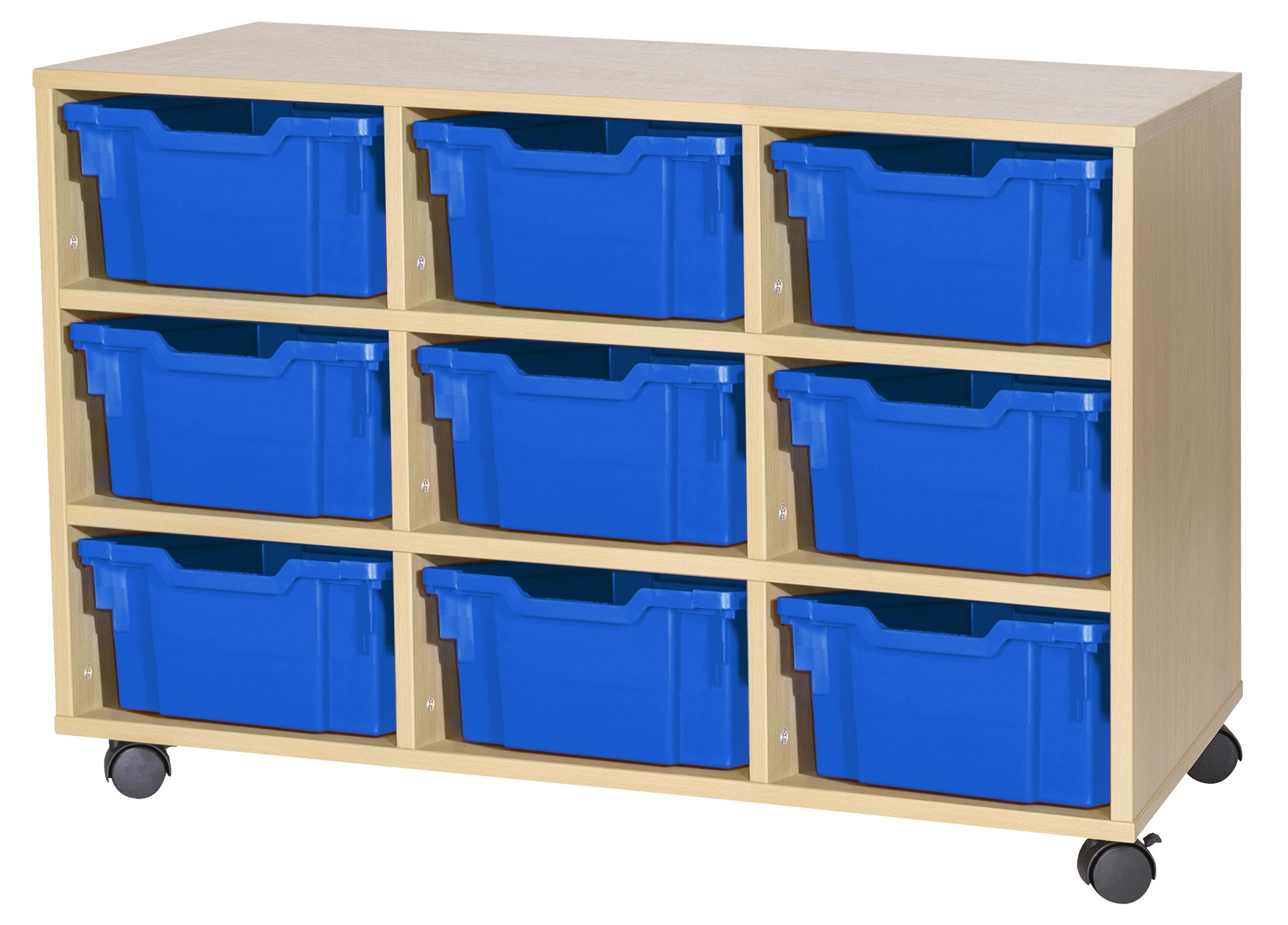 GALT Triple Unit with 9 Deep Gratnells Trays - Maple - Blue