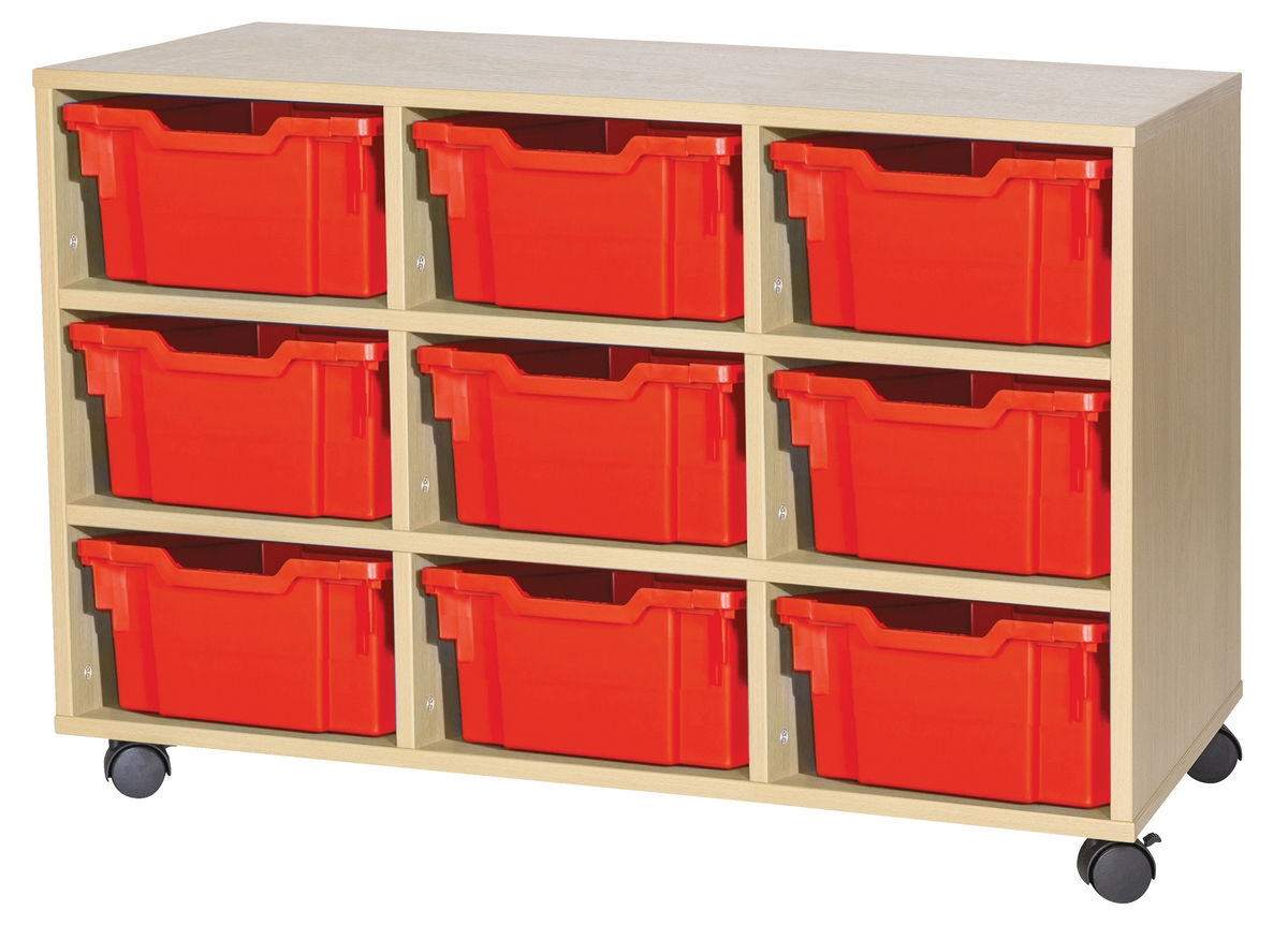 Maple Tray Rack GALT Triple Unit with 9 Deep Gratnells Trays - Maple - Red | GP057227DA ...
