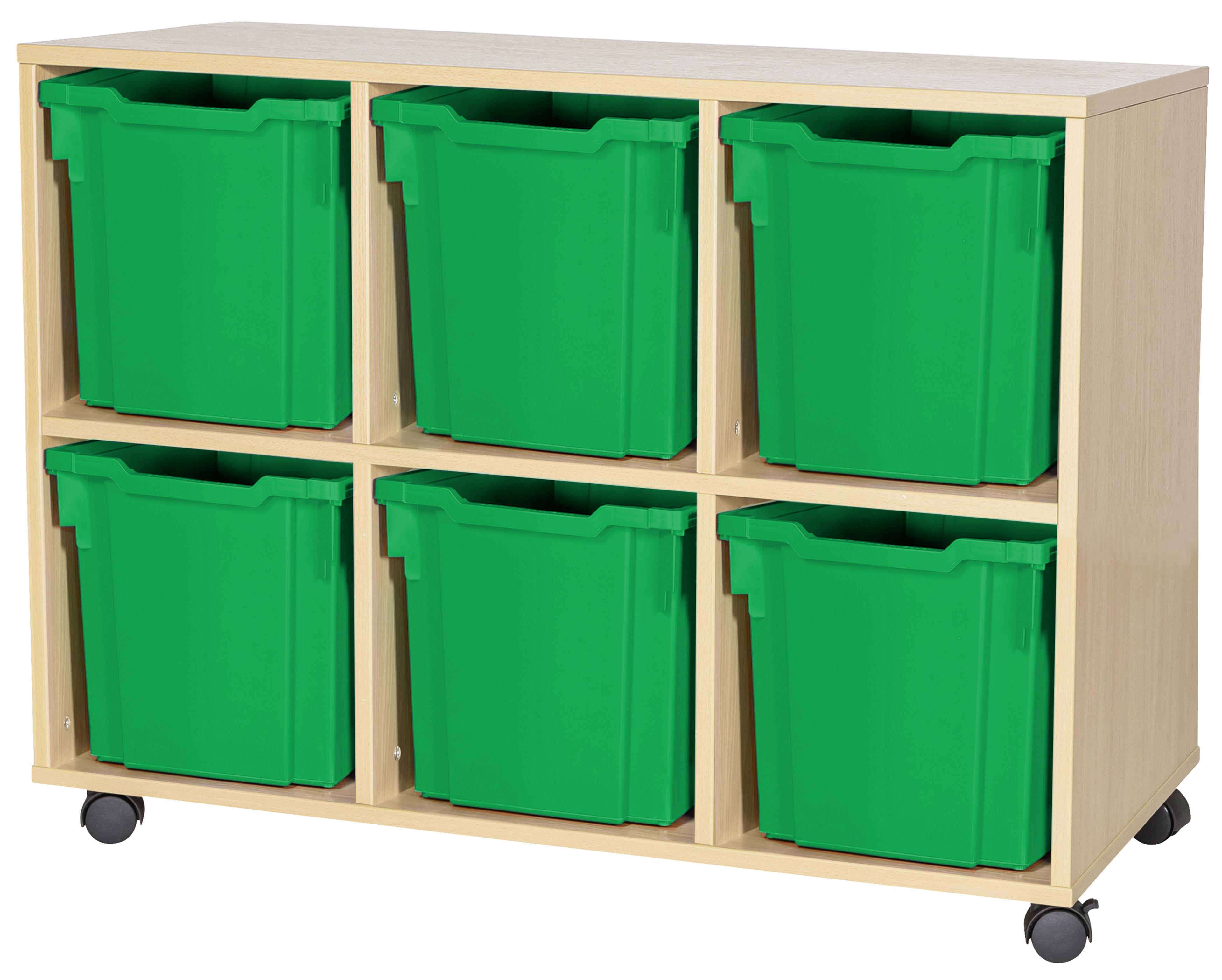 GALT Triple Unit with 6 Jumbo Gratnells Trays - Maple - Green