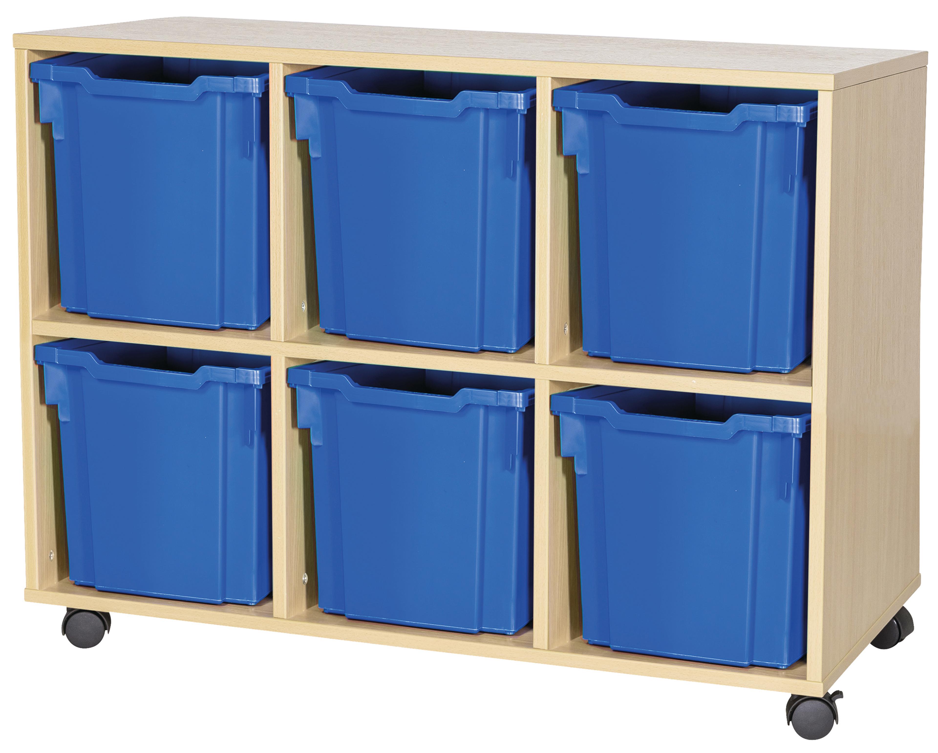 GALT Triple Unit with 6 Jumbo Gratnells Trays - Maple - Blue